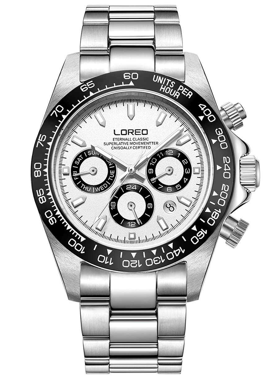LOREO Men's Automatic Watch - Stainless Steel, Sapphire Glass, Ceramic Bezel, Date Display - Waterproof Military Dive Watch for Swimming, Snorkeling & Outdoor Adventures
