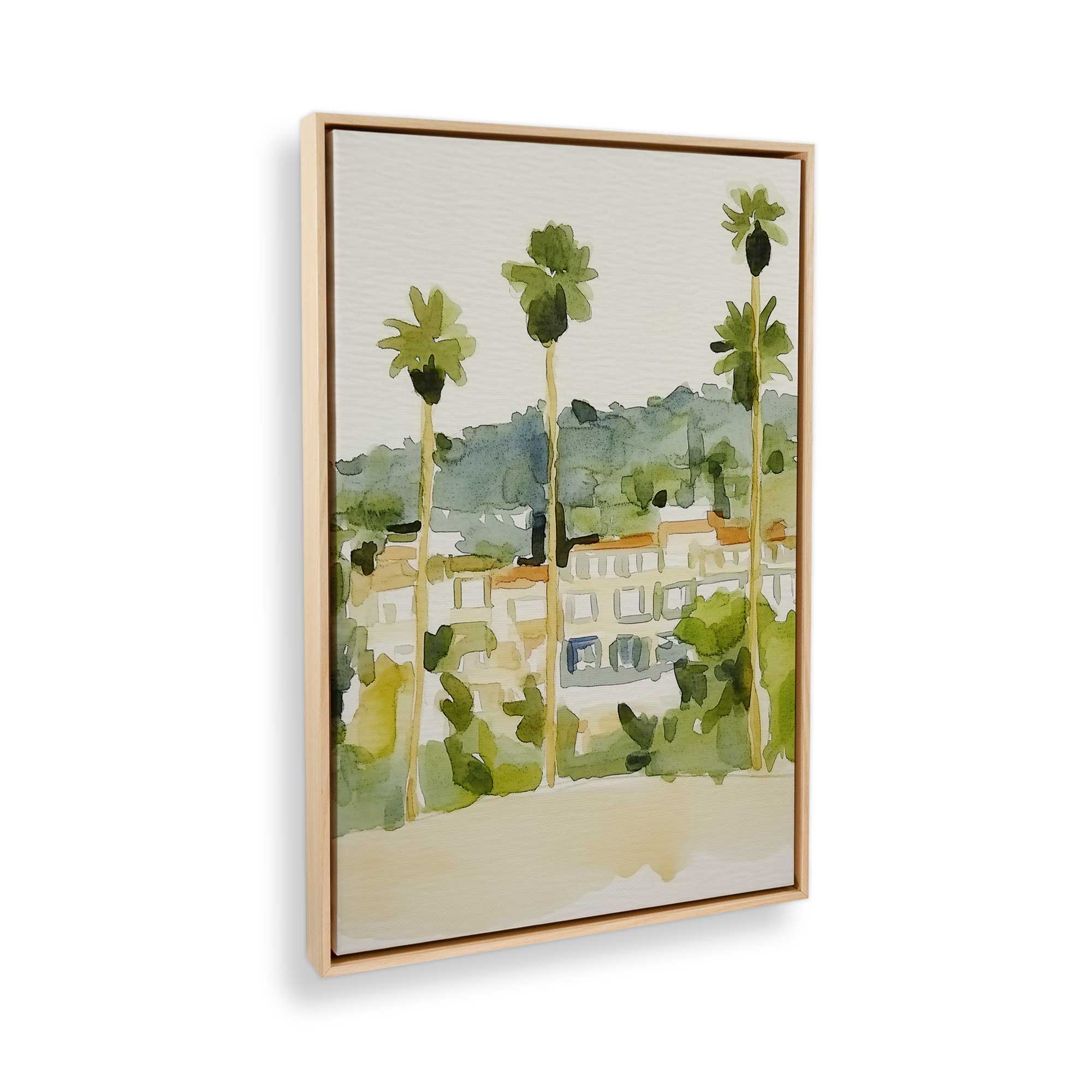 Desert Palms and Villas II Canvas Wall Art Print - Tropical Landscape Painting for Living Room, Bedroom & Office Decor