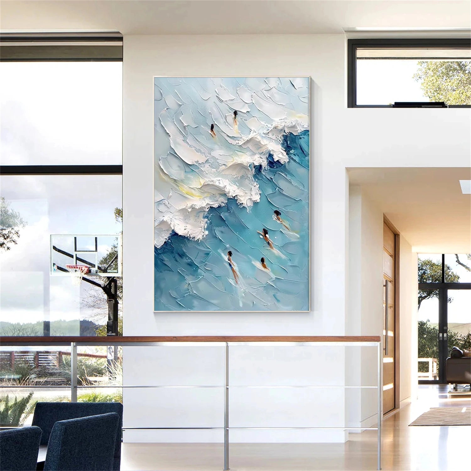 Textured Canvas Painting of Swimming Sport - Wall Art Decor for Home, Office & Gym - #SA008