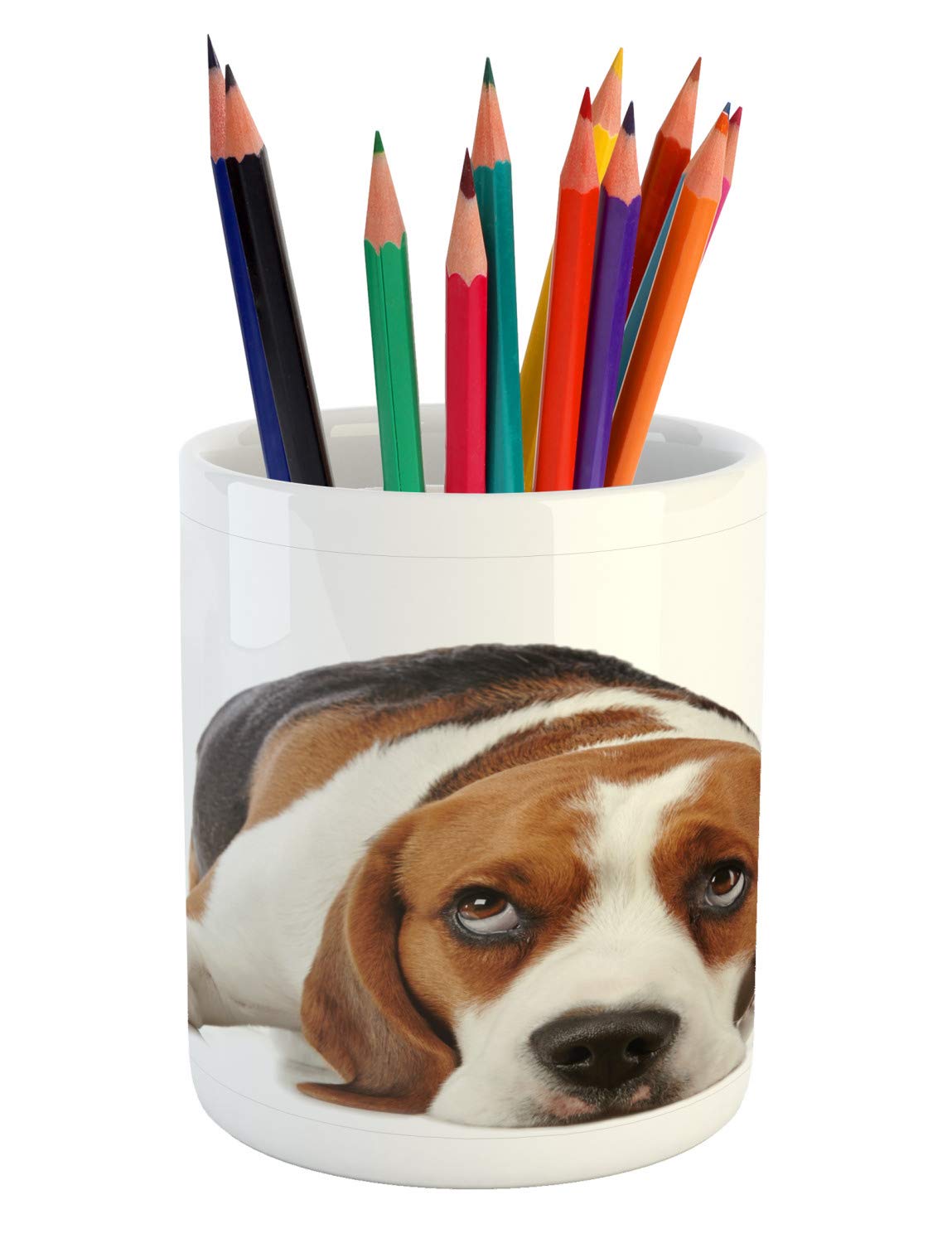 Ceramic Beagle Dog Pencil Holder - 3.6