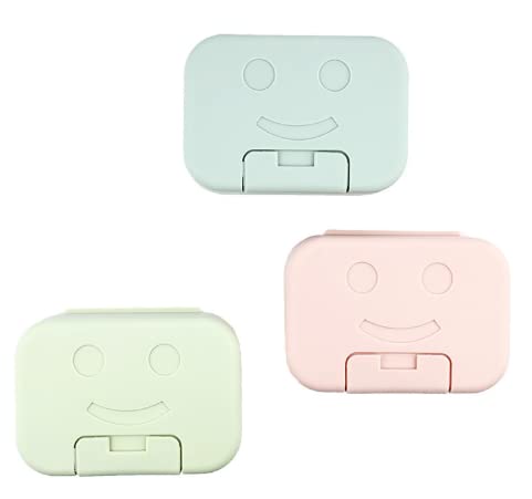 WOIWO 3-Piece Travel Soap Container Set with Lid - Portable Waterproof Plastic Soap Storage Box for Bathroom, Camping & Gym Essentials - Cute Creative Design for Toiletries Organization