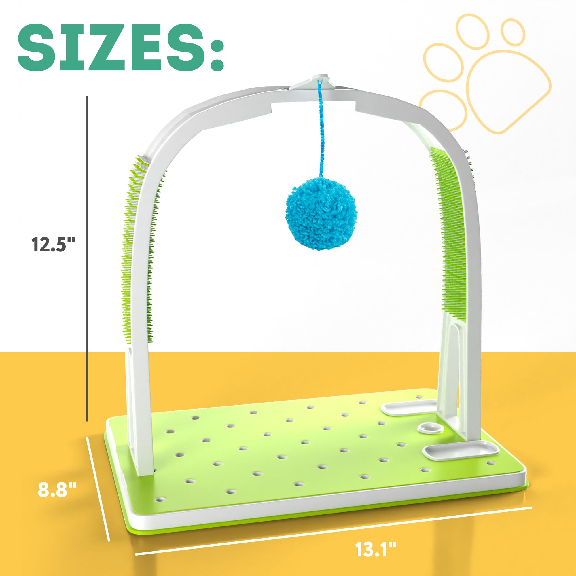 12.5 Inch Cat Arch Self Groomer - Cat Scratcher Toy & Grooming Brush for Indoor Cats - Durable Cat Rubbing Post & Back Scratcher - Perfect for Playtime, Grooming & Stress Relief at Home