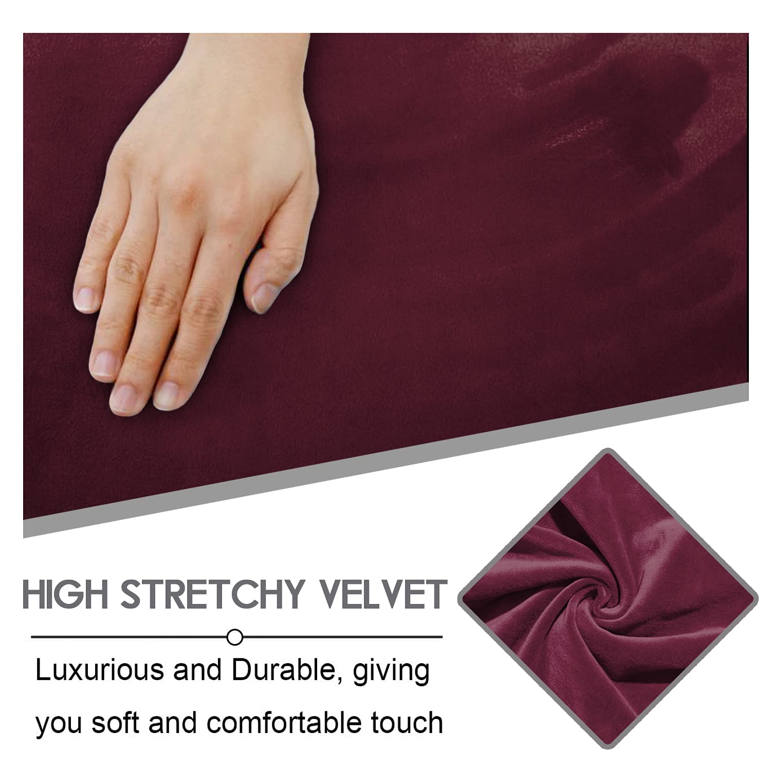 Ultimate 7-Piece L-Shaped Sectional Recliner Sofa Cover - Velvet Stretch Reclining Couch Cover for L-Shaped Sofas - Thick, Soft & Washable (Burgundy/Wine) - Perfect for Living Room, Home Theater & Family Gatherings