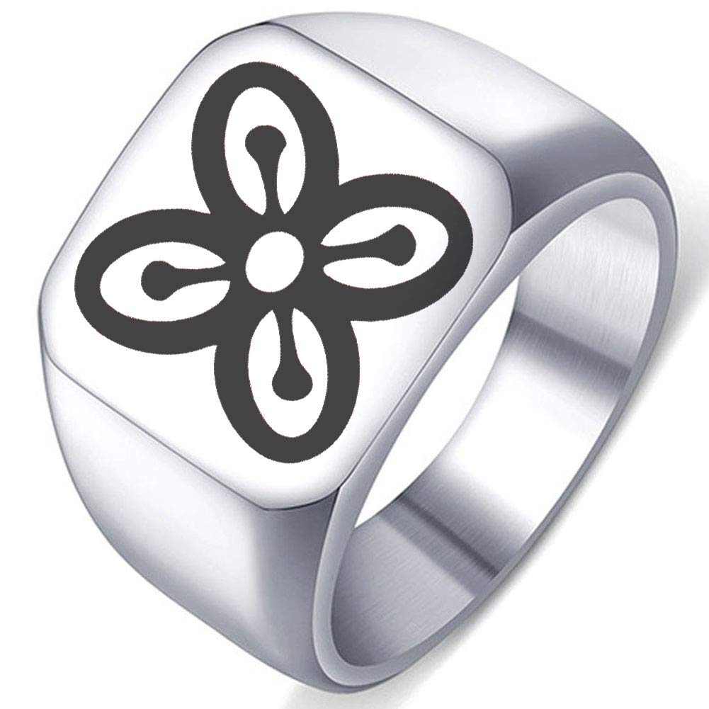 Symbols Bese Saka Power & Abundance Ring - Stainless Steel Unisex Jewelry for Men & Women - Perfect for Spiritual Protection, Wealth Attraction & Everyday Wear