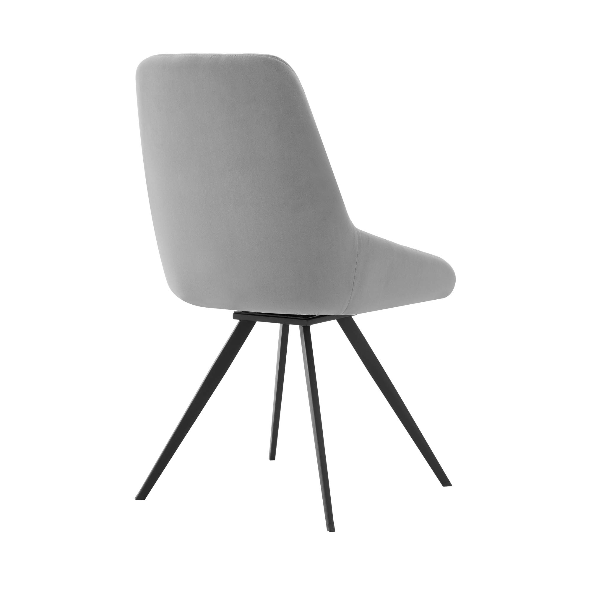 Armen Living Alison Swivel Gray Velvet and Metal Dining Room Chairs - Set of 2, 34