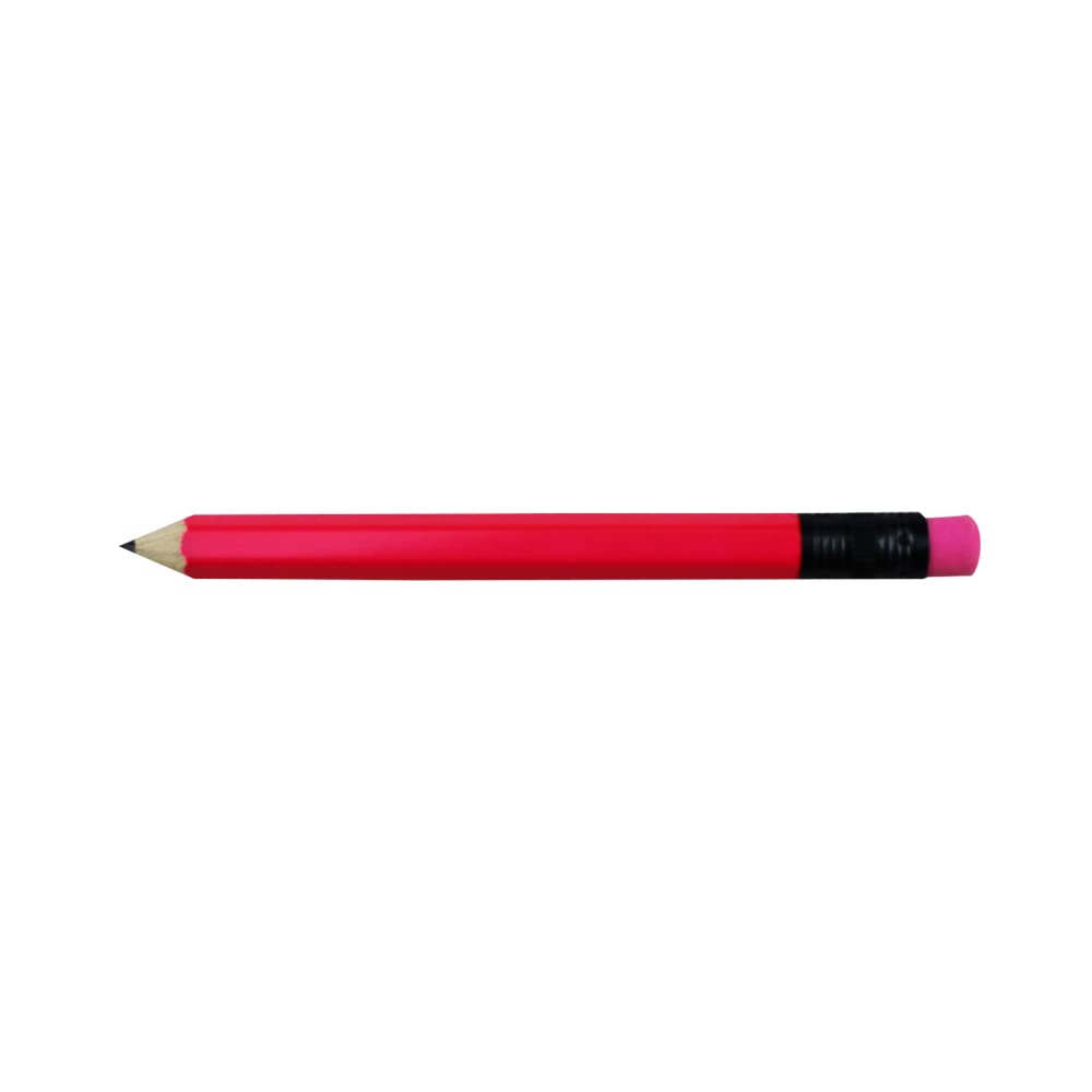 EZPENCILS & GIFTS - 100-Pack Neon Pink Golf Pencils with Eraser Tips - 2HB Black Lead & Non-Smear Erasers - Half-Size Blank Pencils for Golf Scorecards, Mini Notes & Office Use
