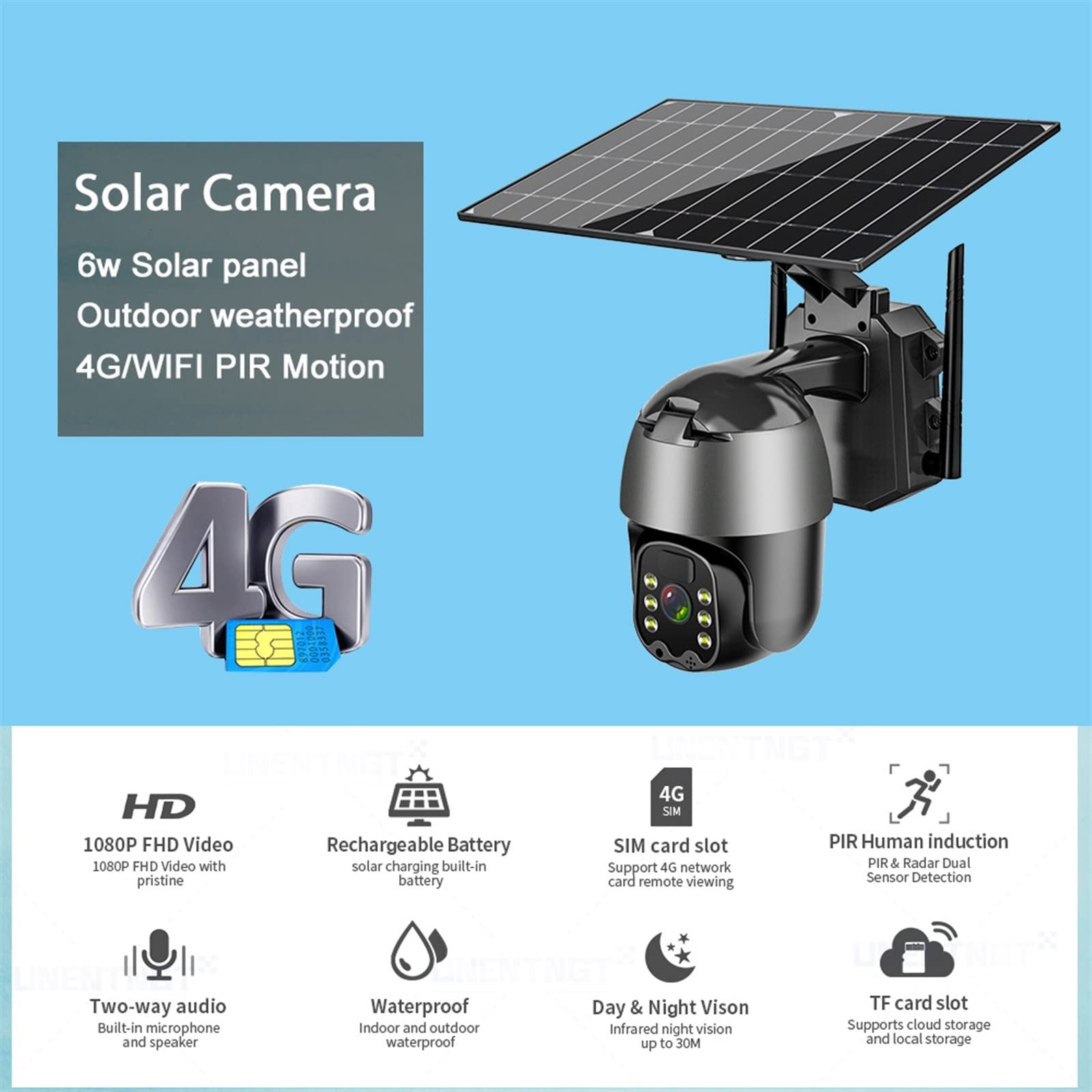 MEIVIYA 5MP Outdoor Security Camera with 6W Solar Panel, 4G SIM Card Slot, Audio, PTZ & Wireless IP Surveillance - Ideal for Home, Farm & Business Security (Includes 128GB Storage)