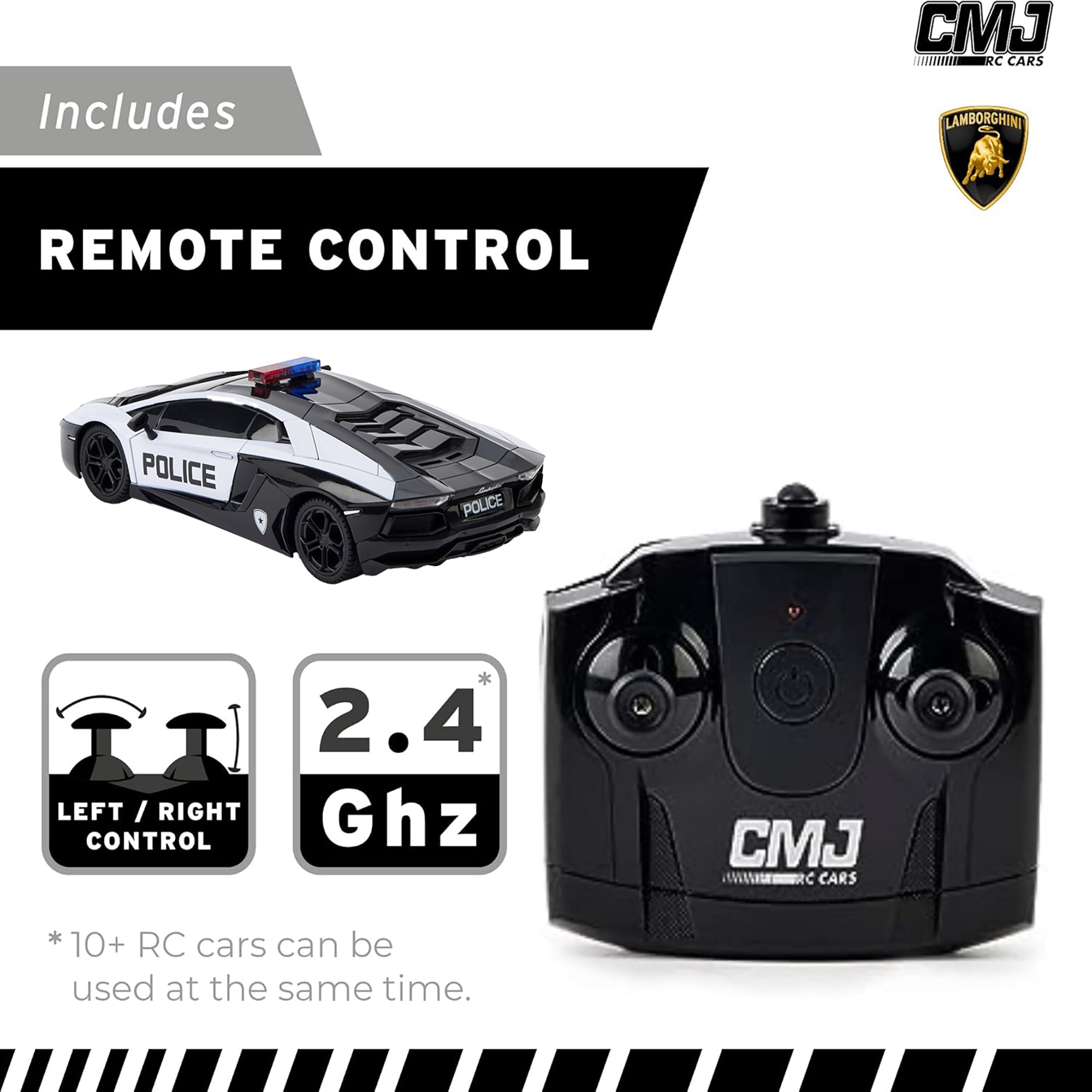 1:24 Scale Lamborghini Aventador Police RC Car - 2.4GHz Remote Control with LED Headlights - High Speed Electric Toy Car for Kids & Adults - Perfect for Indoor Racing, Outdoor Play & Collectors