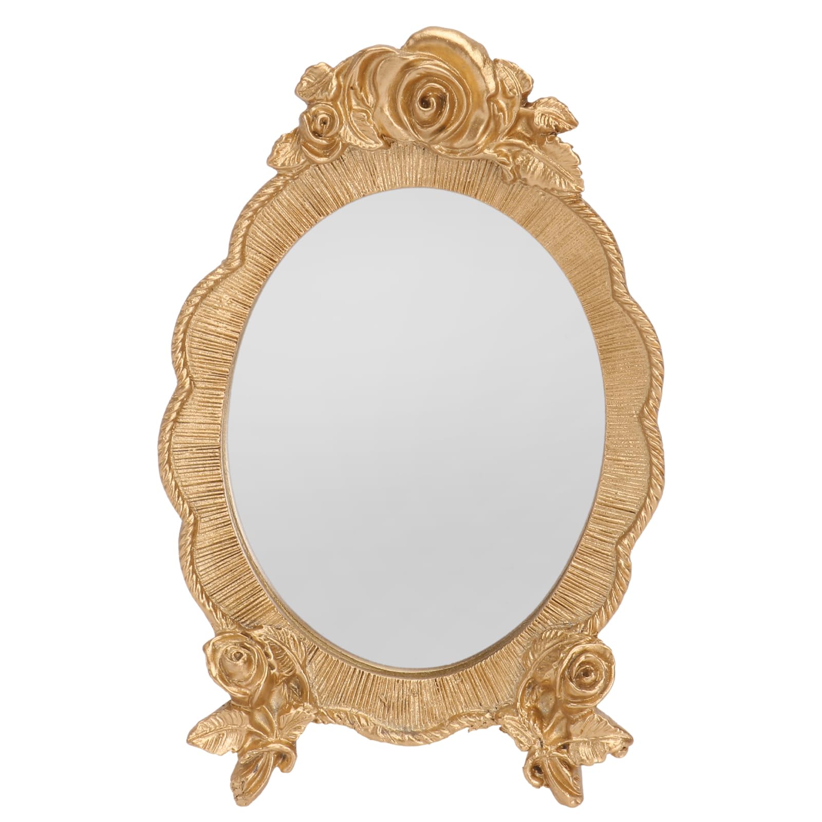 Vintage Makeup Mirror with Antique Gold Resin Frame - Elegant European Style Cosmetic Mirror for Bathroom, Bedroom & Vanity Table | Perfect for Makeup Application, Home Decor & Gift Giving