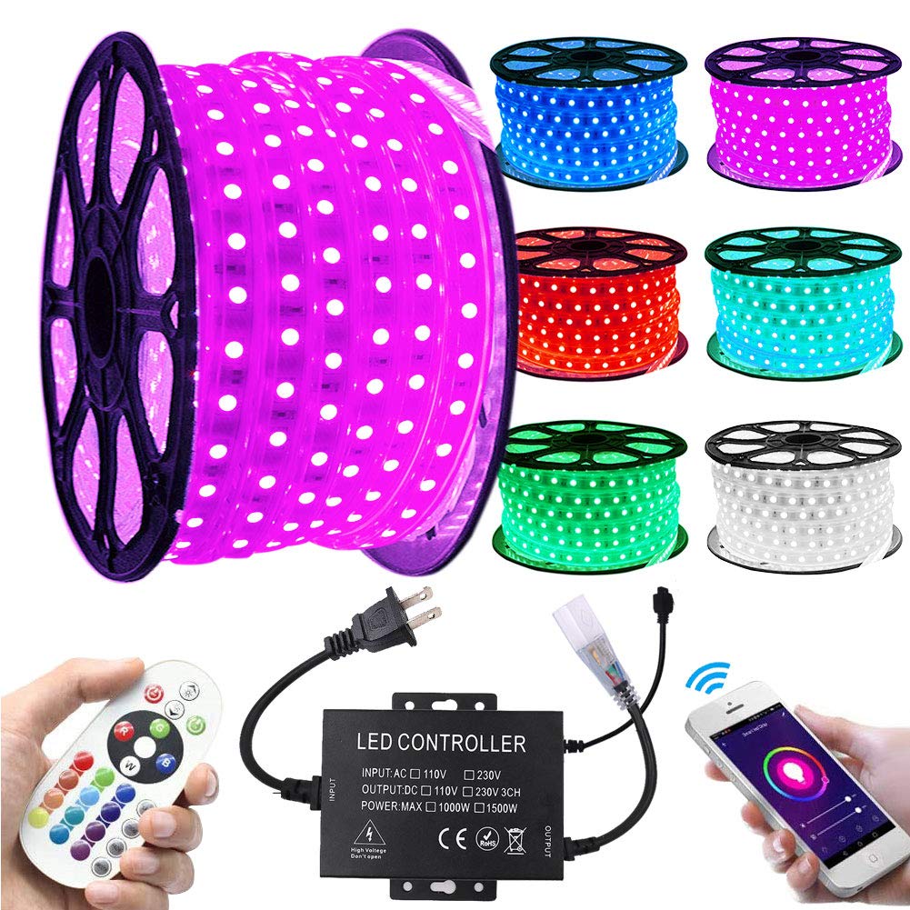 XUNATA 40ft/12m LED Strip Lights RGB WiFi Waterproof 5050 60 LED/m Dimmable Light Strip with 1500W Controller - Works with Alexa, Google Home, iOS & Android - Perfect for Bedroom, Kitchen, Party & Home Decoration