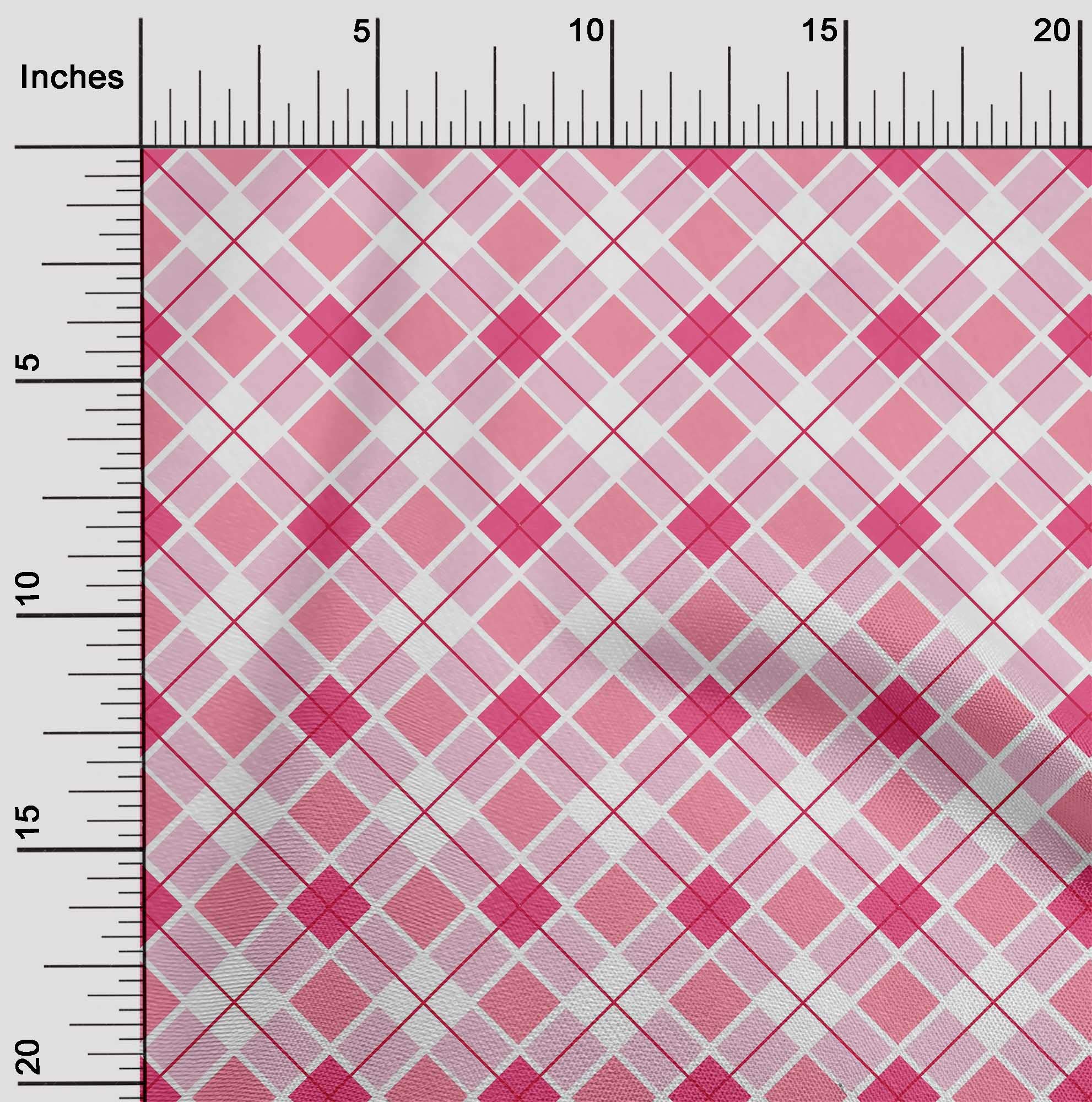 oneOone Viscose Jersey Light Pink Argyle Check Print Fabric by The Yard - 60