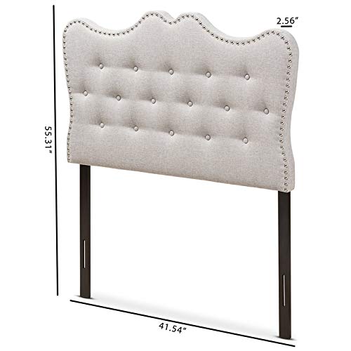 Baxton Studio Emma Tufted Twin Panel Headboard - Grayish Beige Upholstered Bed Frame Headboard for Bedroom Decor | Perfect for Modern, Contemporary & Farmhouse Style Bedrooms