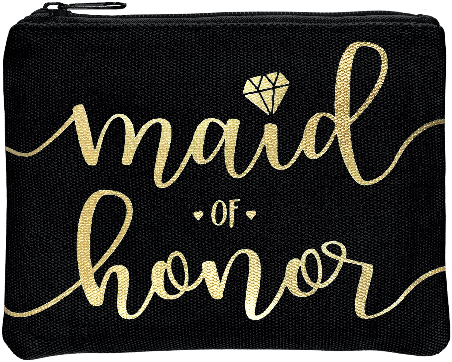 Bridesmaid Makeup Bag - Wedding Party Favor for Bachelorette, Bridal Shower & Wedding | Cosmetic Toiletry Pouch, Wedding Survival Kit & Keepsake Gift (Black, 1pc) - Perfect for Maid of Honor, Bridal Party & Girls' Night Out