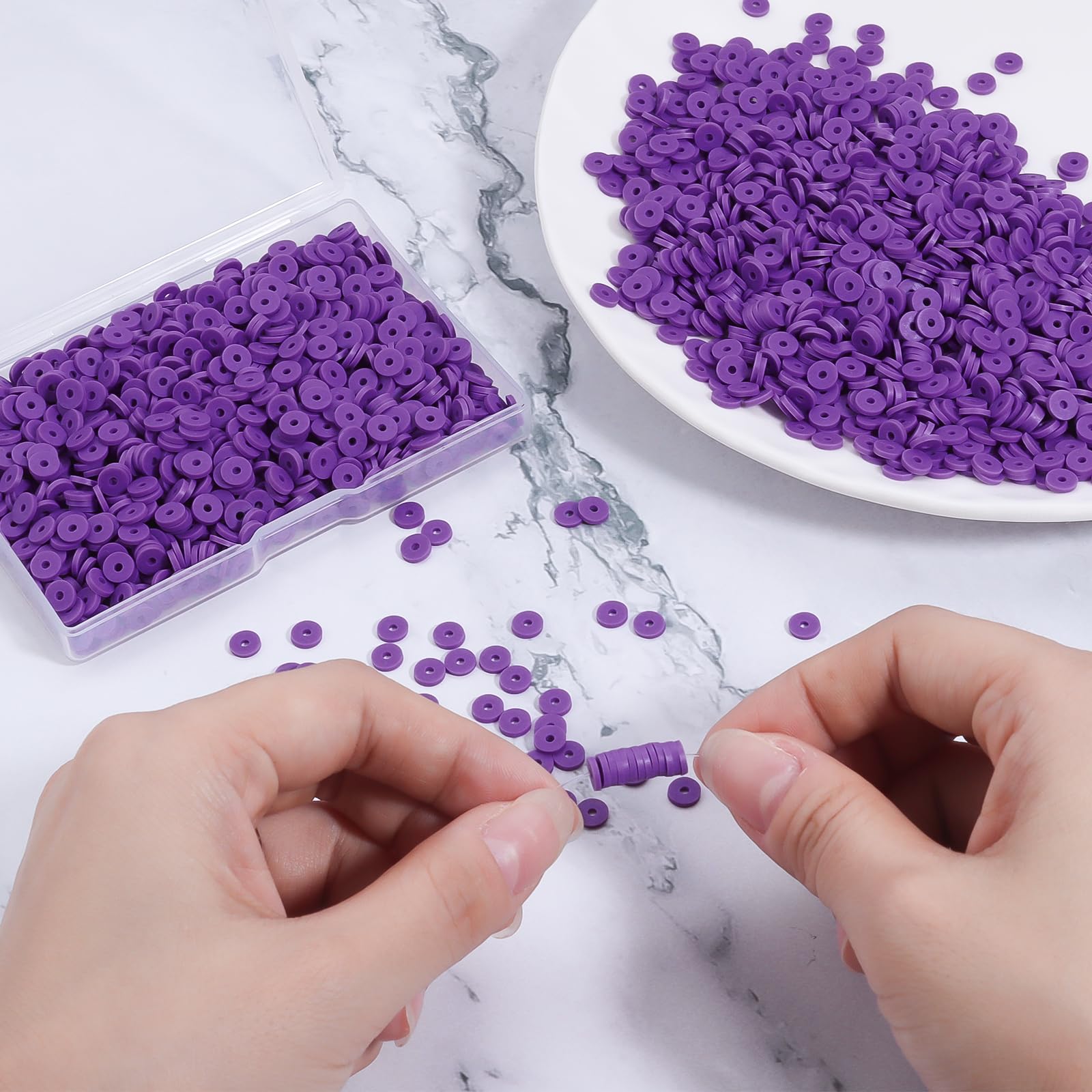 1000pcs 6mm Purple Heishi Beads - Polymer Clay Beads for DIY Jewelry Making, Bracelets & Necklaces - Perfect for Crafting, Gifts & Boho Style Accessories