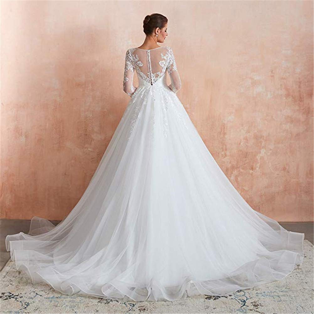 Elegant Off-Shoulder Beaded Lace A-Line Wedding Dress for Bride - Perfect for Beach Weddings, Vow Renewals & Romantic Photoshoots