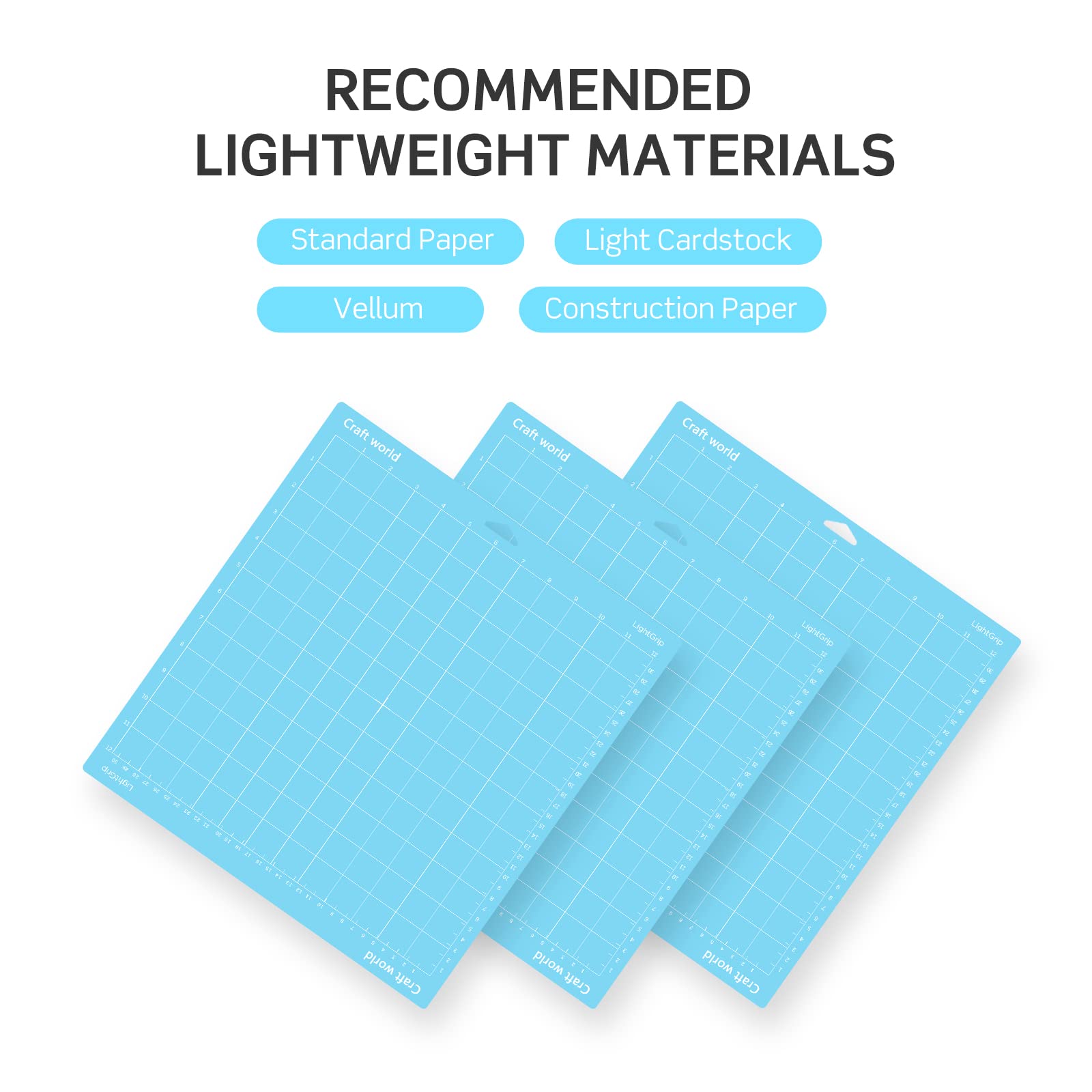 Lightgrip Cutting Mat for Cricut Maker 3/Maker/Explore 3/Air 2/Air/One (12x12 Inch, 3 Pack) - Reusable Self-Healing Craft Mat for Vinyl, Paper, Cardstock - Perfect for DIY Projects, Scrapbooking & Home Decor