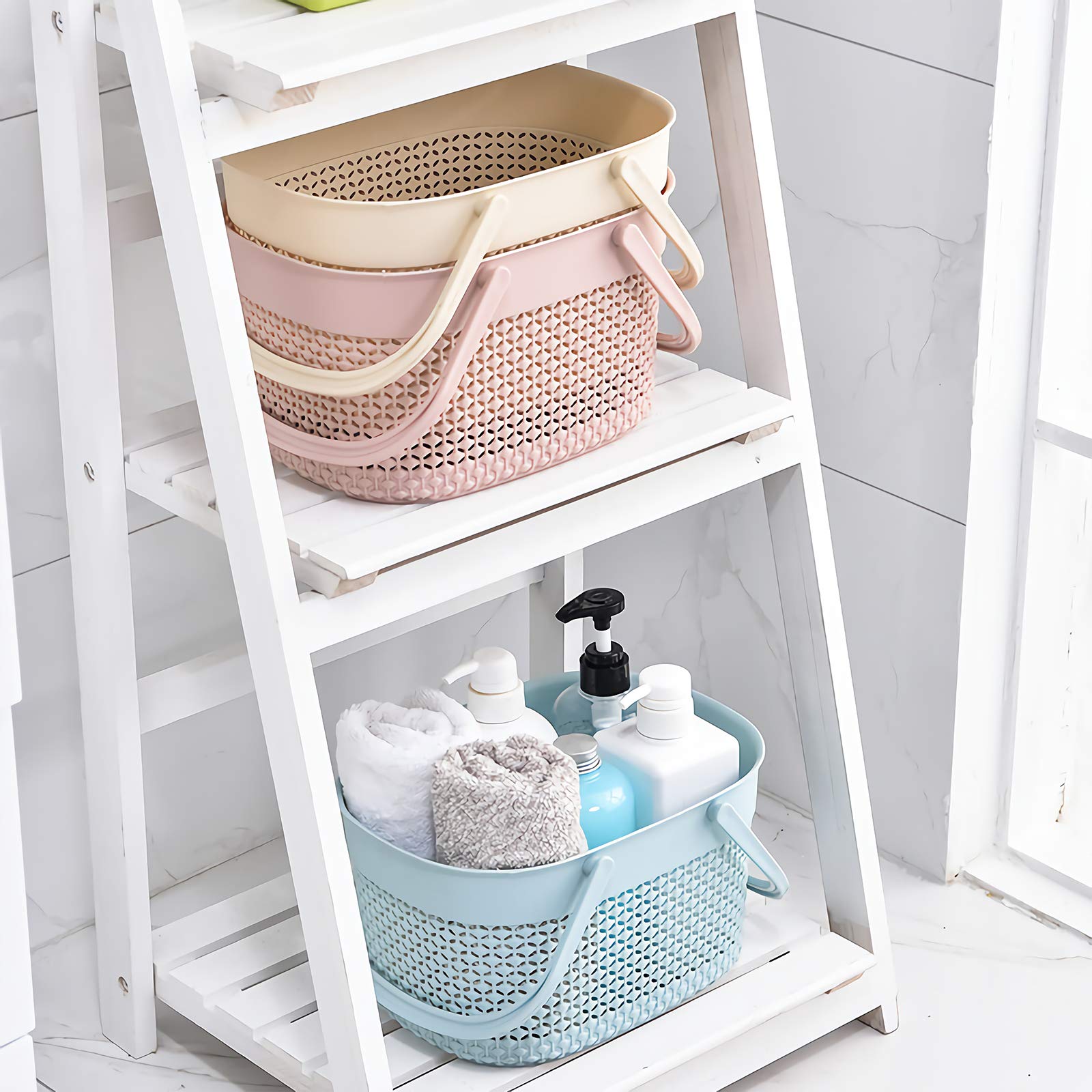 2 Pack Plastic Shower Caddy Basket with Handles - Portable Bathroom Organizer for College Dorm, Camping & Gym - Blue Toiletry Storage Bin for Shower Essentials, Kitchen Supplies & Travel Accessories - Perfect for Small Space Organization & On-the-Go Lifestyle