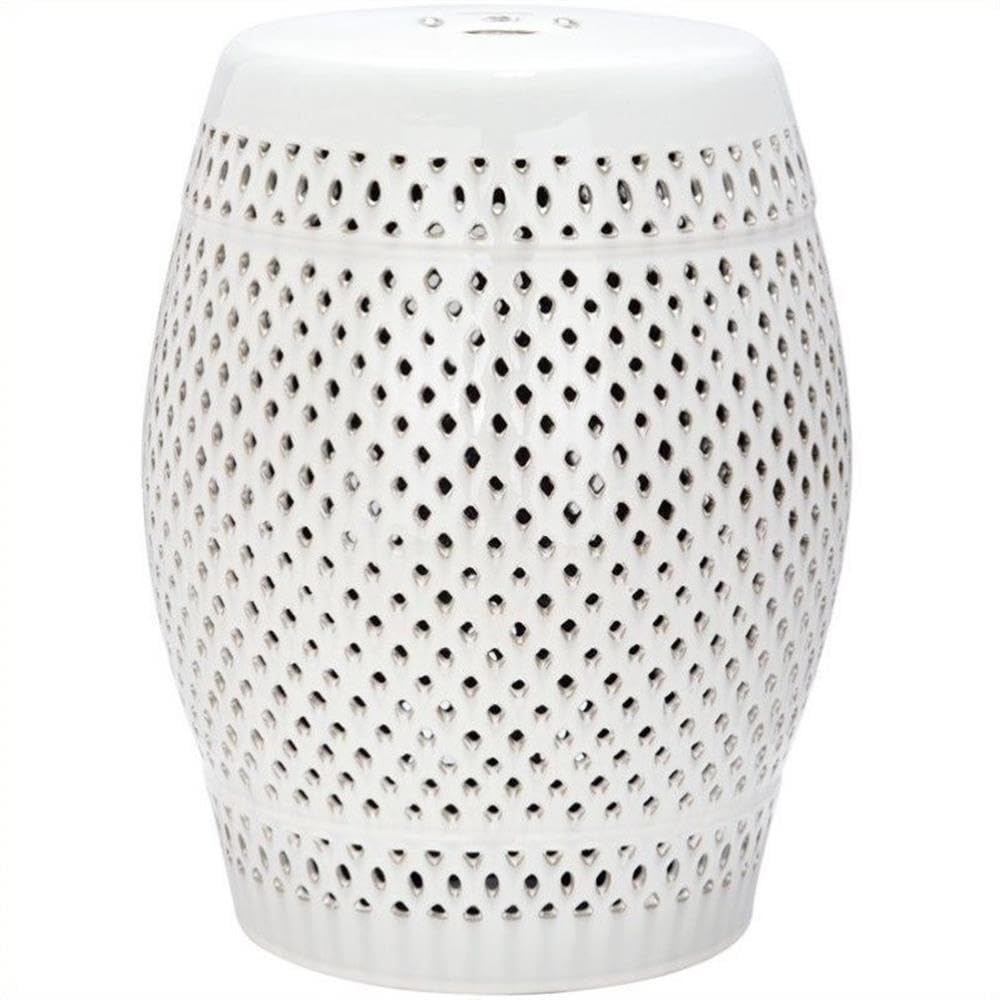 SAFAVIEH ACS4507B Cream Diamond Ceramic Decorative Garden Stool - Outdoor Patio, Balcony & Indoor Home Decor Accent Piece