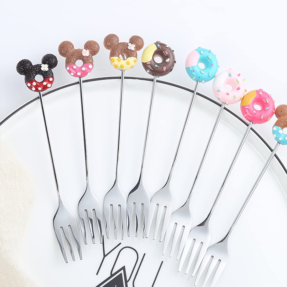JOONOR 8-Piece Donut-Shaped Stainless Steel Forks for Desserts & Salads