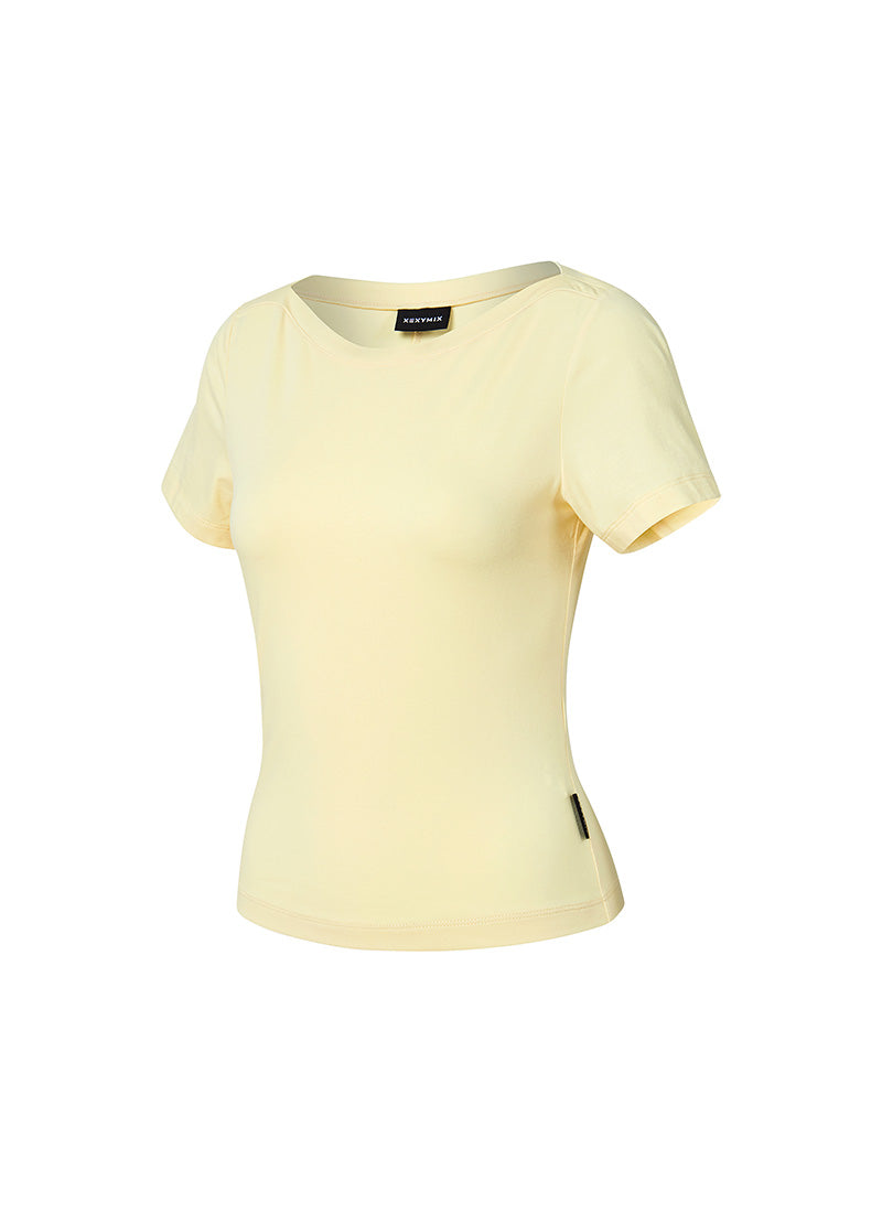 Supima Cotton Boat Neck Short Sleeve T-Shirt for Women - Soft & Breathable Summer Top - Perfect for Casual Wear, Beach Outings and Layering
