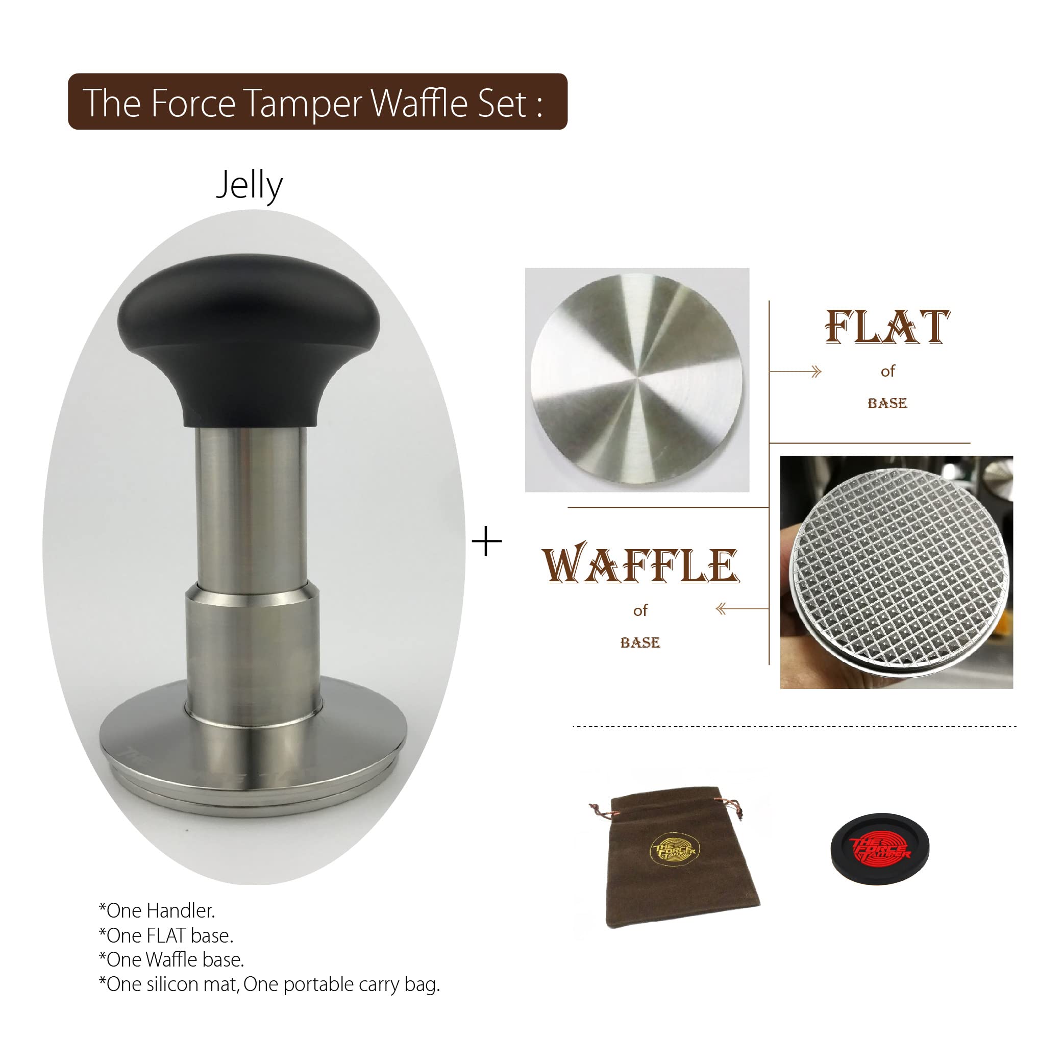 Premium Automatic Coffee Tamper with Adjustable Pressure & Auto-Leveling - 58.50mm Impact Tamper for Espresso Machines (Jelly Waffle Design) - Perfect for Home Baristas & Coffee Shops