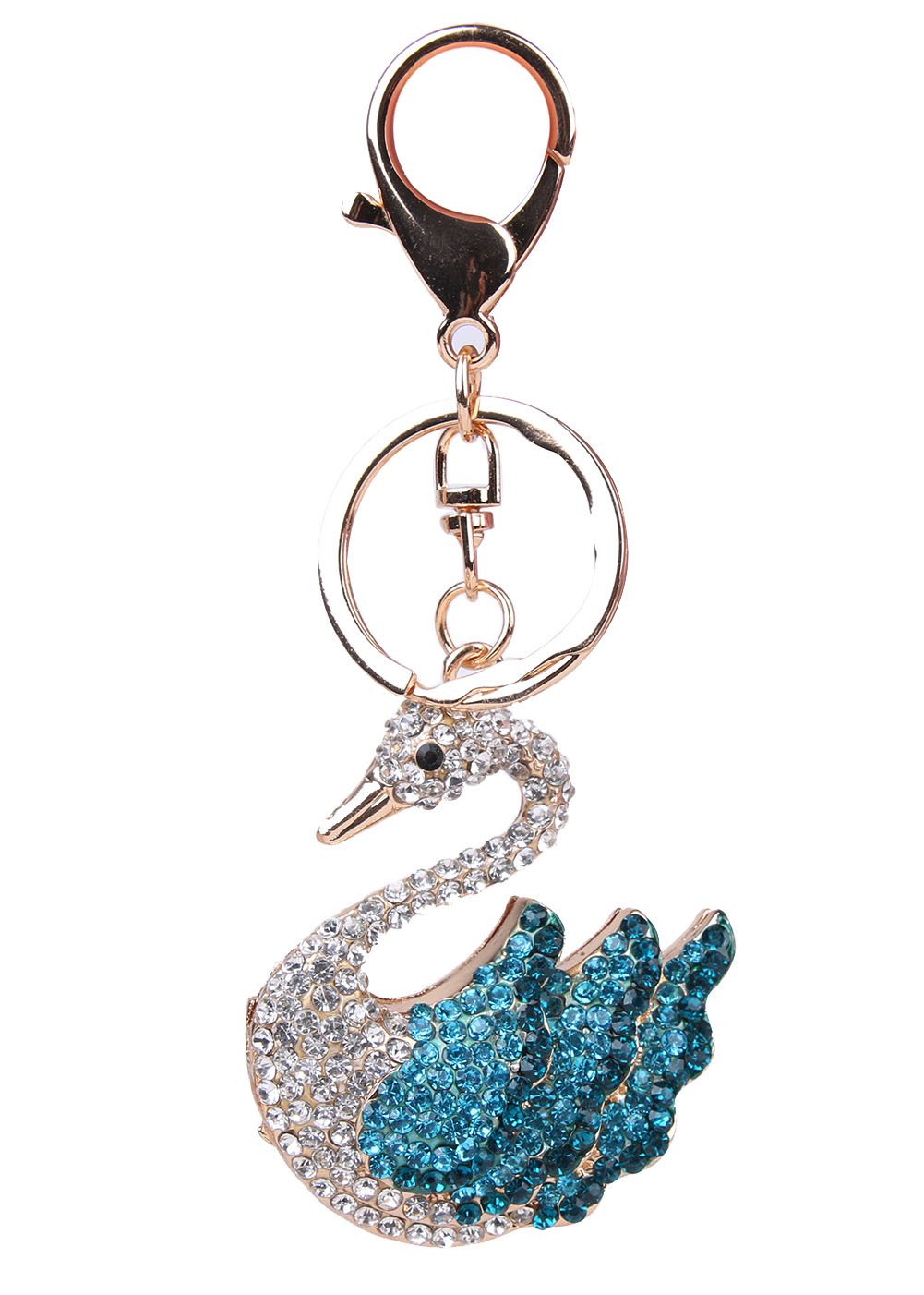 Elegant Rhinestone Bling Swan Keychain - Stylish Handbag Charm Accessory for Women (Blue) | Perfect Gift for Birthday, Party & Everyday Fashion