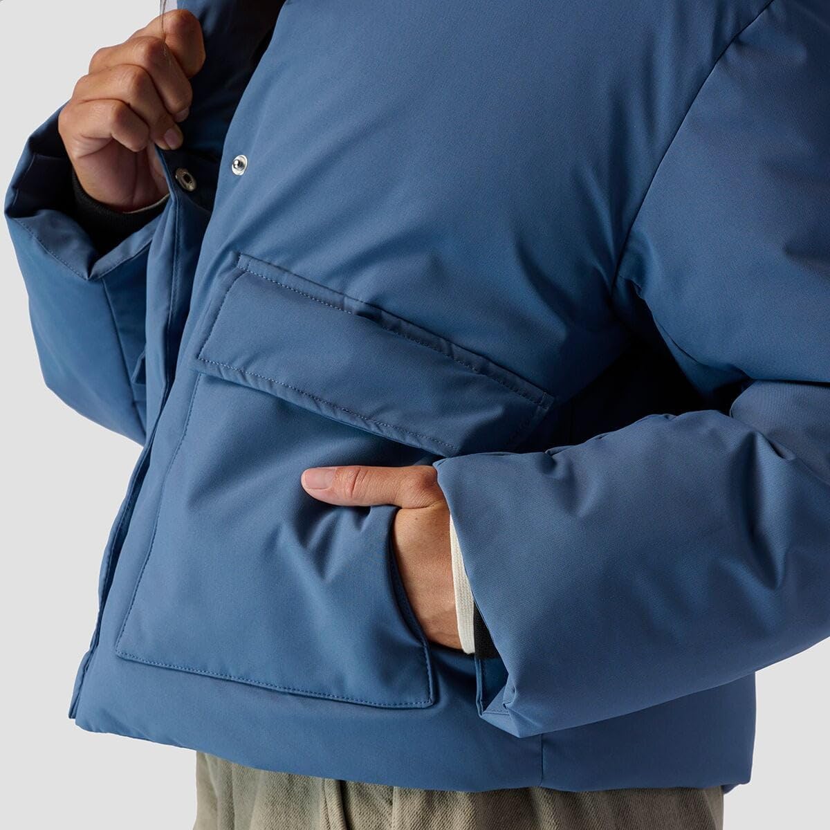 Stoic Women's Cropped Boxy Snap Front Puffer Jacket - Stylish Winter Outerwear for Casual Outings & Urban Adventures