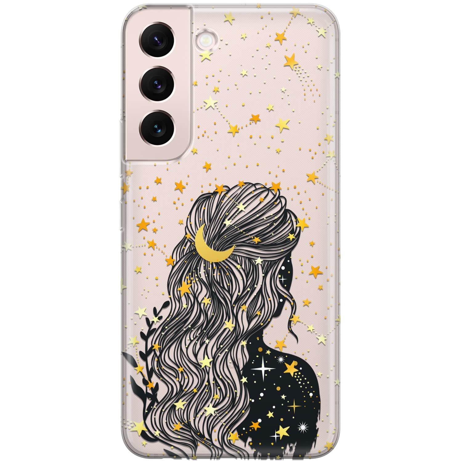 Celestial Constellation Clear Phone Case for Samsung Galaxy S24/S23 Ultra/S22+/S21 FE 5G/S20/Note 20/10 - Gypsy Moon Child Aesthetic Protective Cover for Women | Perfect for Everyday Use, Travel & Gift Giving