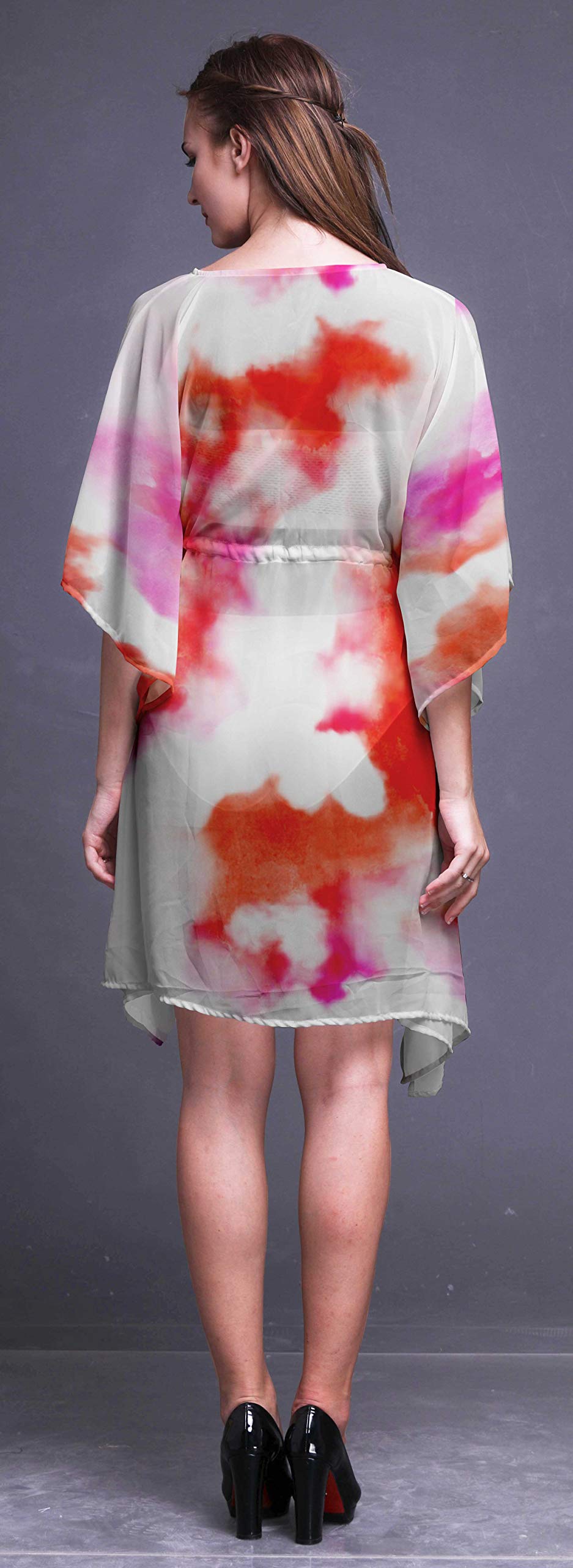 Bimba Women's Short Caftan Midi Dress - Beach Cover Up Swimwear, Summer Boho Kaftan for Poolside, Vacation & Resort Wear