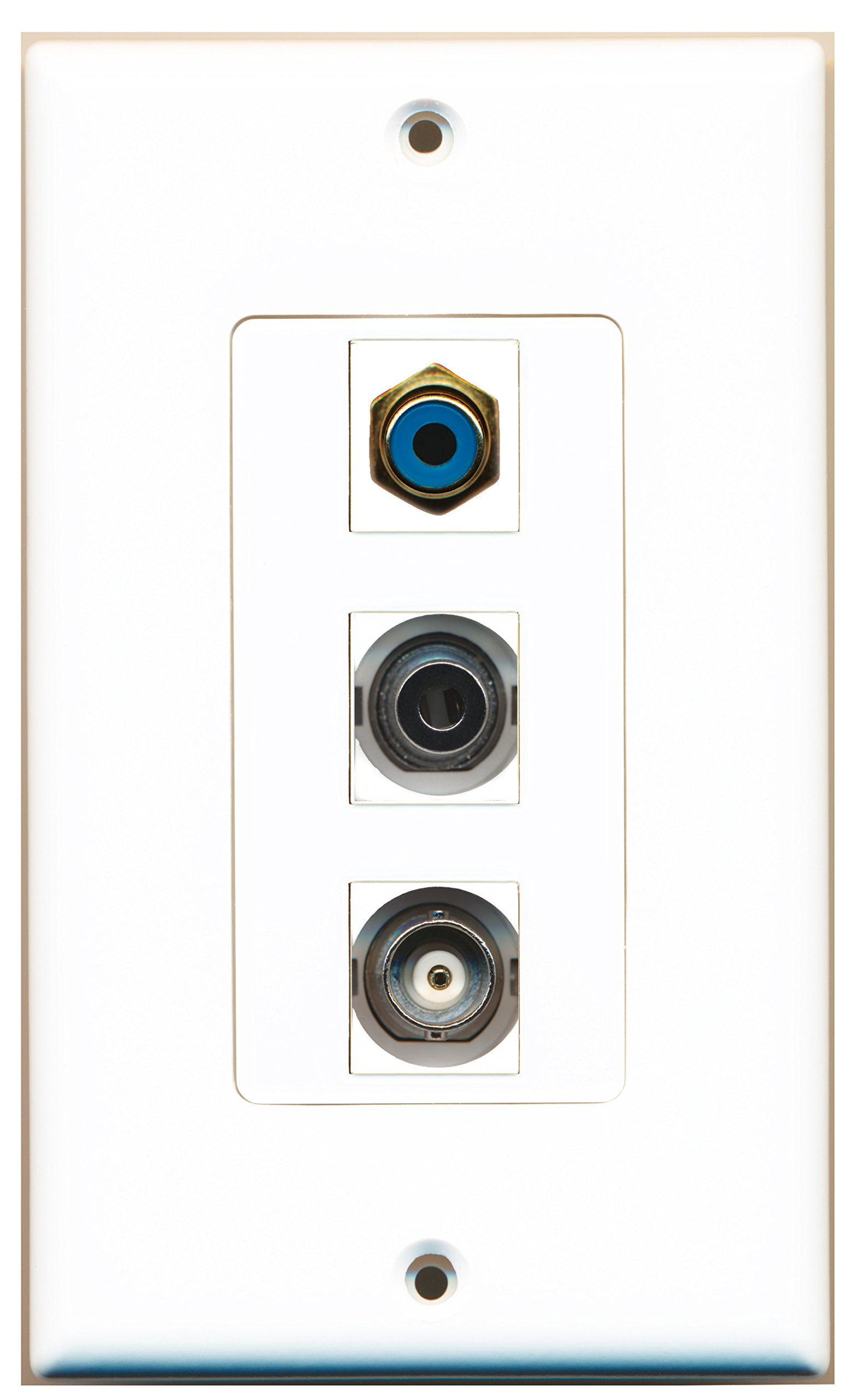 RiteAV 1 Port RCA, 1 Port 3.5mm, 1 Port BNC Wall Plate - Oversized Jumbo MIDI Connector for Home Theater, Studio & Audio Installations