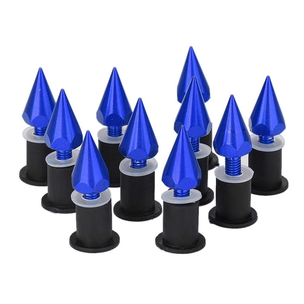 10-Piece M5 Aluminum Windshield Wind Screen Spike Bolts & Nuts Set with Rolling Gears - Motorcycle Windscreen Screws for Custom Modification (Blue) - Perfect for Harley, Sport Bikes & Cruiser Windshield Upgrades