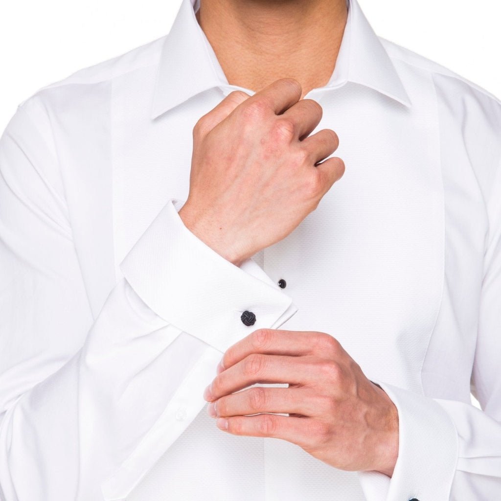 ABELARD Marcella Stud Front Peak Collar Dinner Shirt for Women - Elegant White Formal Blouse for Evening Parties, Weddings & Business Events