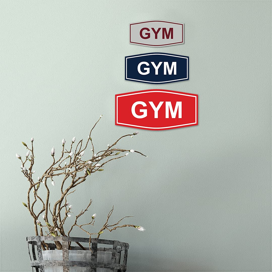 ByLITA Fancy Gym Sign - Medium Size Red Metal Wall Decor for Fitness Center, Home Gym & Workout Room