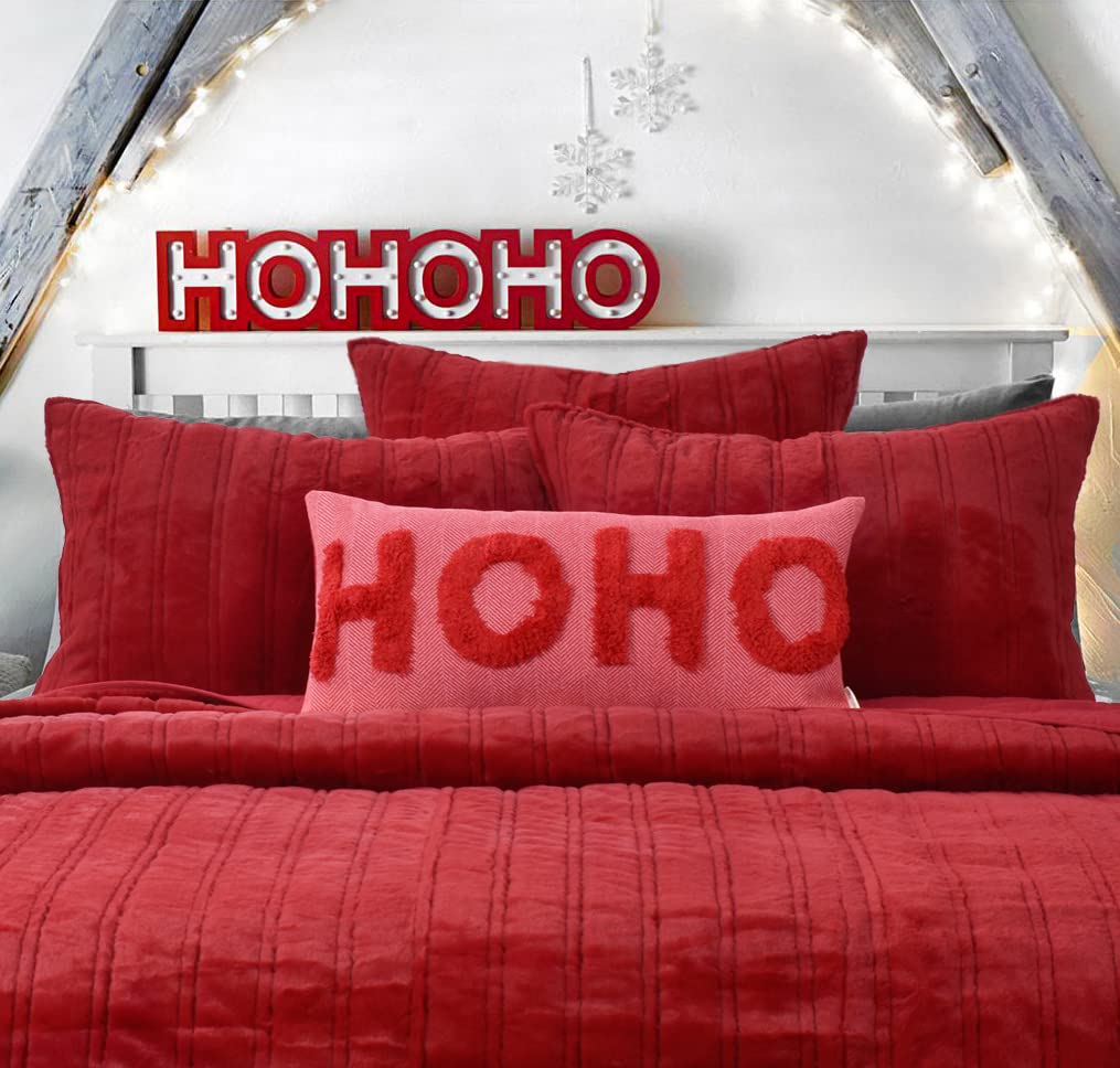 Festive Red Christmas Pillow Covers - 12x24 Inch Rectangle Lumbar Throw Pillows for Sofa, Couch & Bed - Holiday Home Decor for Living Room, Office & Christmas Party Decorations