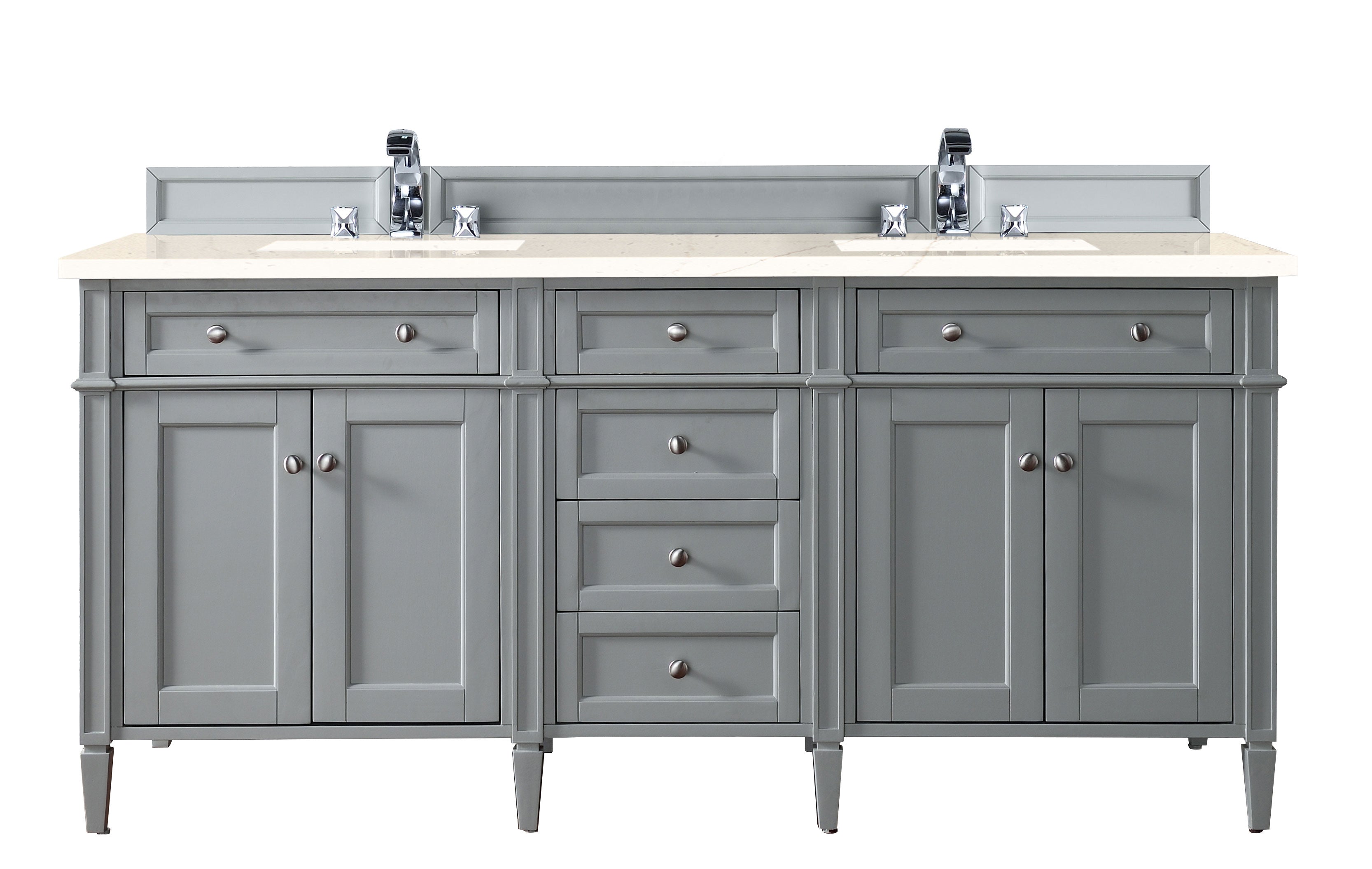 Brittany 72-Inch Urban Gray Double Bathroom Vanity with 3CM Eternal Marfil Quartz Countertop - Modern Bathroom Storage Solution for Master Bath & Guest Bath Remodel