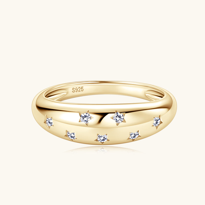 Starry Sky Premium Moissanite Wedding Ring for Women - 14K White Gold Engagement Band with Sparkling Stones - Perfect for Proposals, Anniversaries & Bridal Jewelry