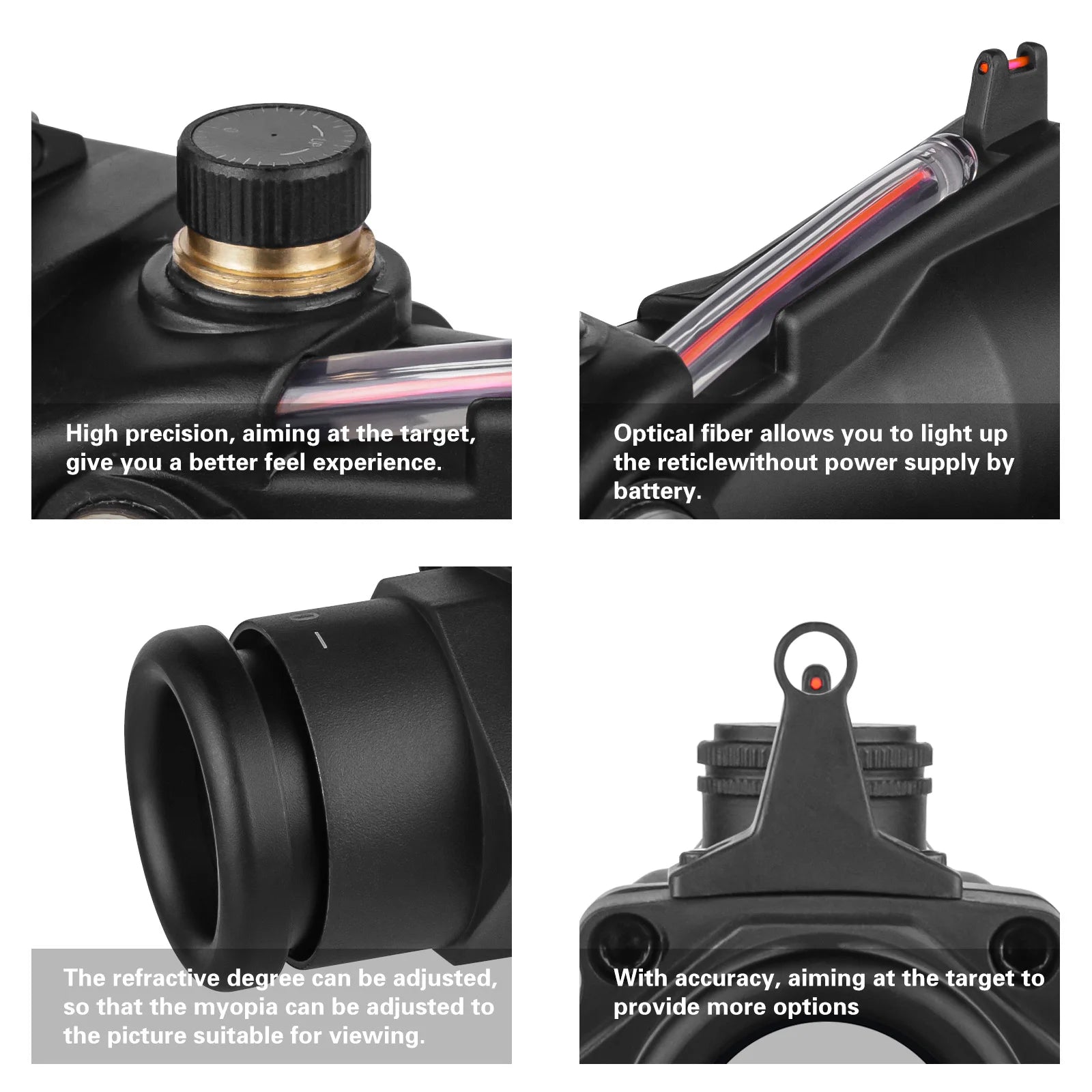 4x32 ACOG Tactical Rifle Scope with Real Red Fiber Optic & RMR Mount - Compatible with .223 & .308 Caliber Rifles - Perfect for Hunting, Tactical Shooting & Long-Range Precision