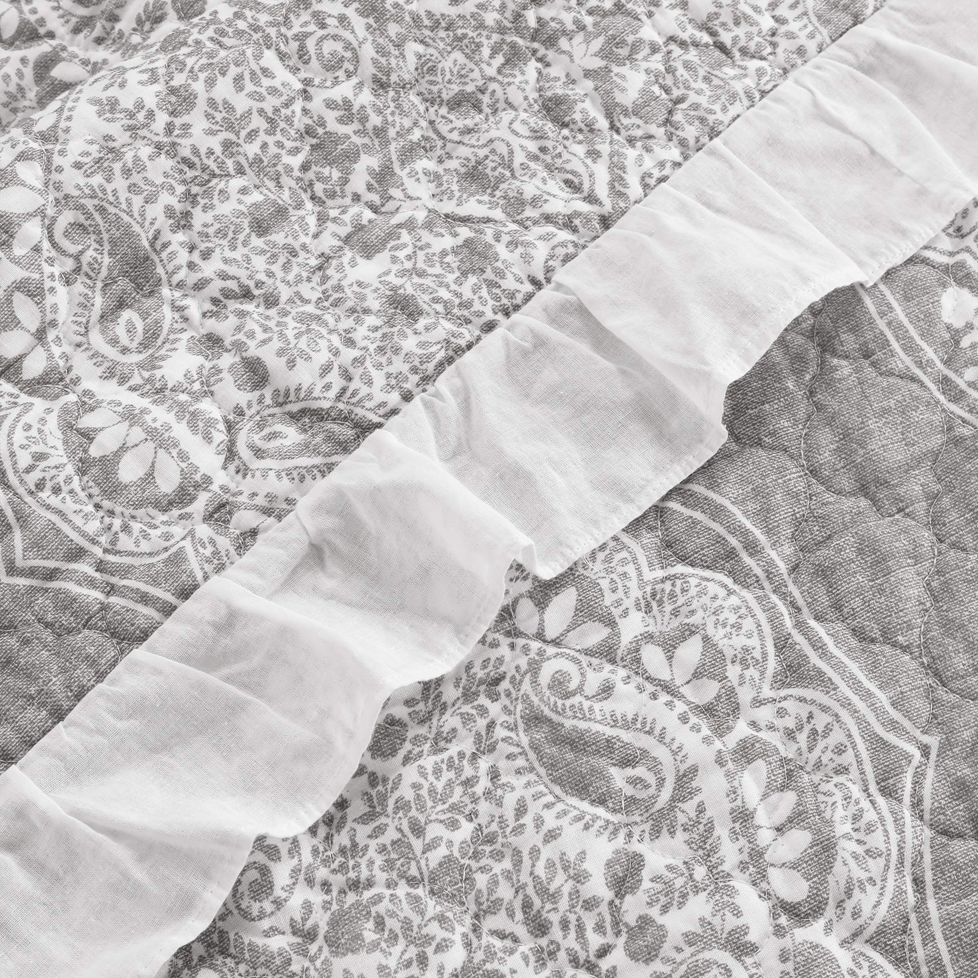 Lush Decor Lucianna Cotton Bedspread Set, Full/Queen, Gray - Elegant Bedroom Decor