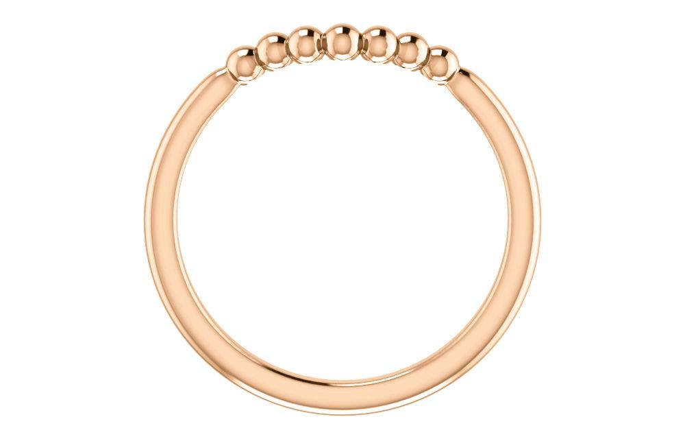 14K Rose Gold Beaded Contour Stackable Ring for Women - Dainty Layering Rings Set, Perfect for Everyday Wear, Gift Giving & Special Occasions