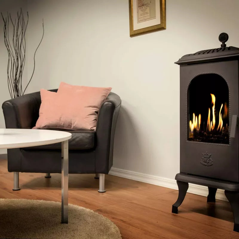 Westbo Victoria 100 BIO Cast Iron Stove - Efficient Wood Burning Fireplace for Cozy Home Heating & Cabin Decor