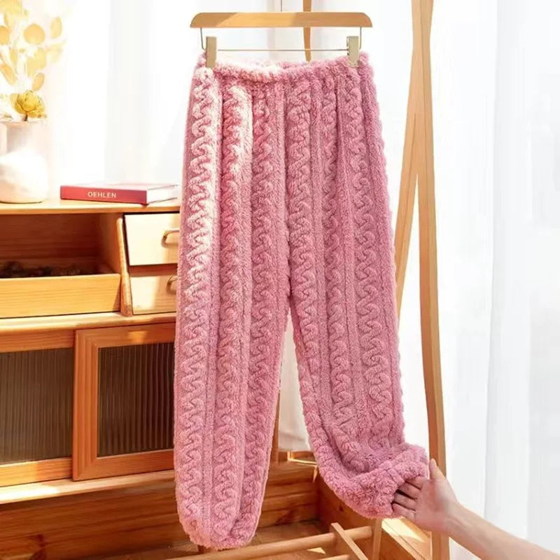 Women's 2-Piece Fleece Pajama Set - Soft Velvet Ribbed Pullover & Pants for Fall/Winter | Cozy Casual Loungewear for Home, Sleep & Relaxation