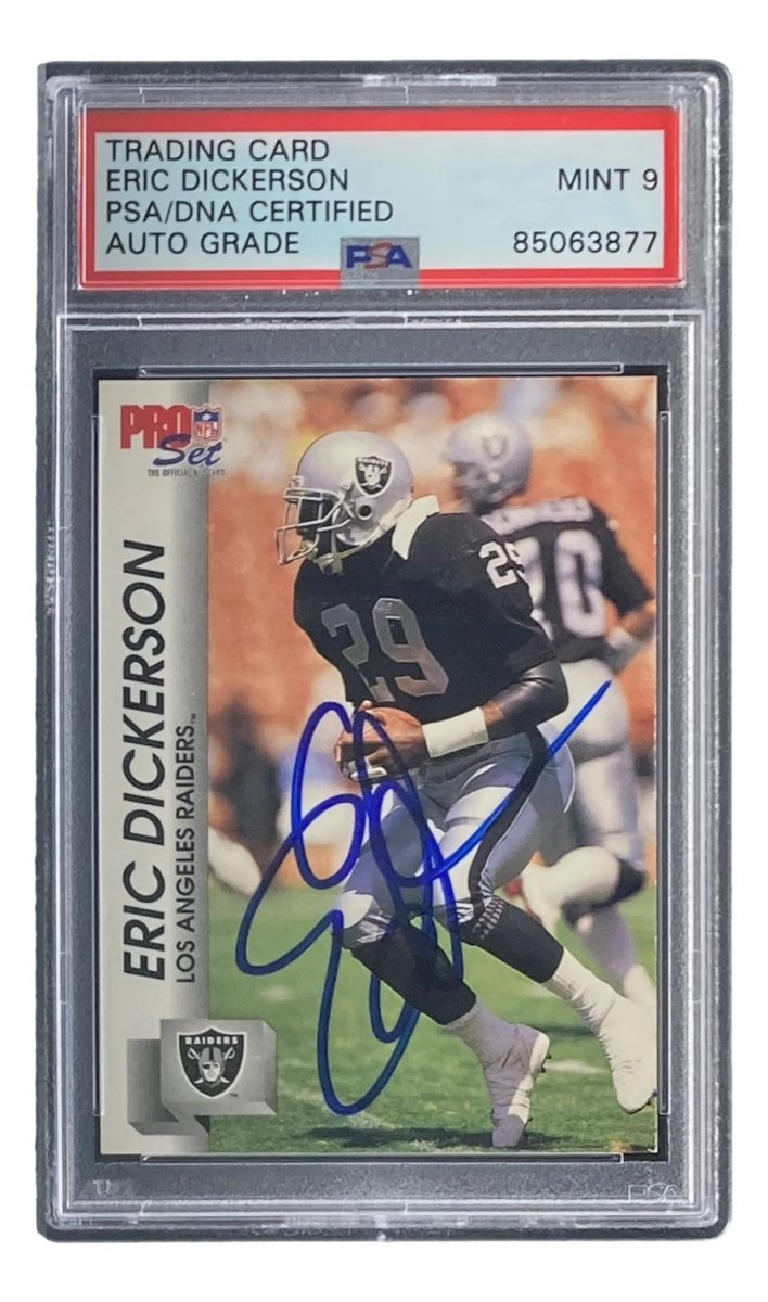 Eric Dickerson Autographed 1992 Pro Set #537 Raiders Football Trading Card - PSA/DNA Certified Mint 9 - Perfect for NFL Memorabilia Collectors & Sports Fans Display