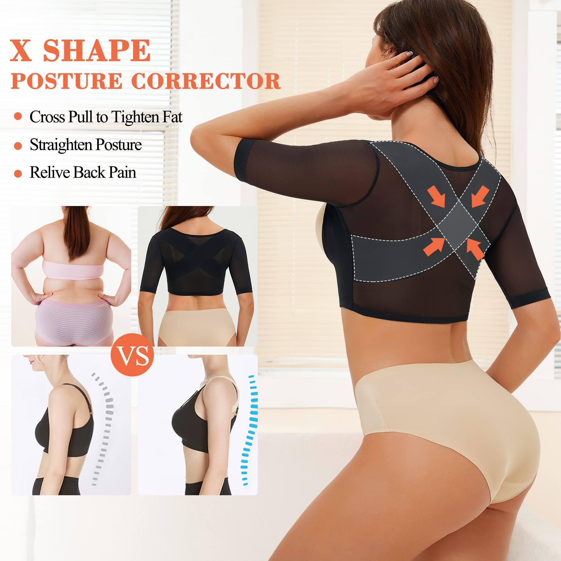 Post Surgery Arm Compression Sleeves - LANCS Upper Arm Shaper for Liposuction Recovery, Posture Corrector & Back Support Shapewear - Ideal for Post-Op Care, Lipo Garment & Body Contouring