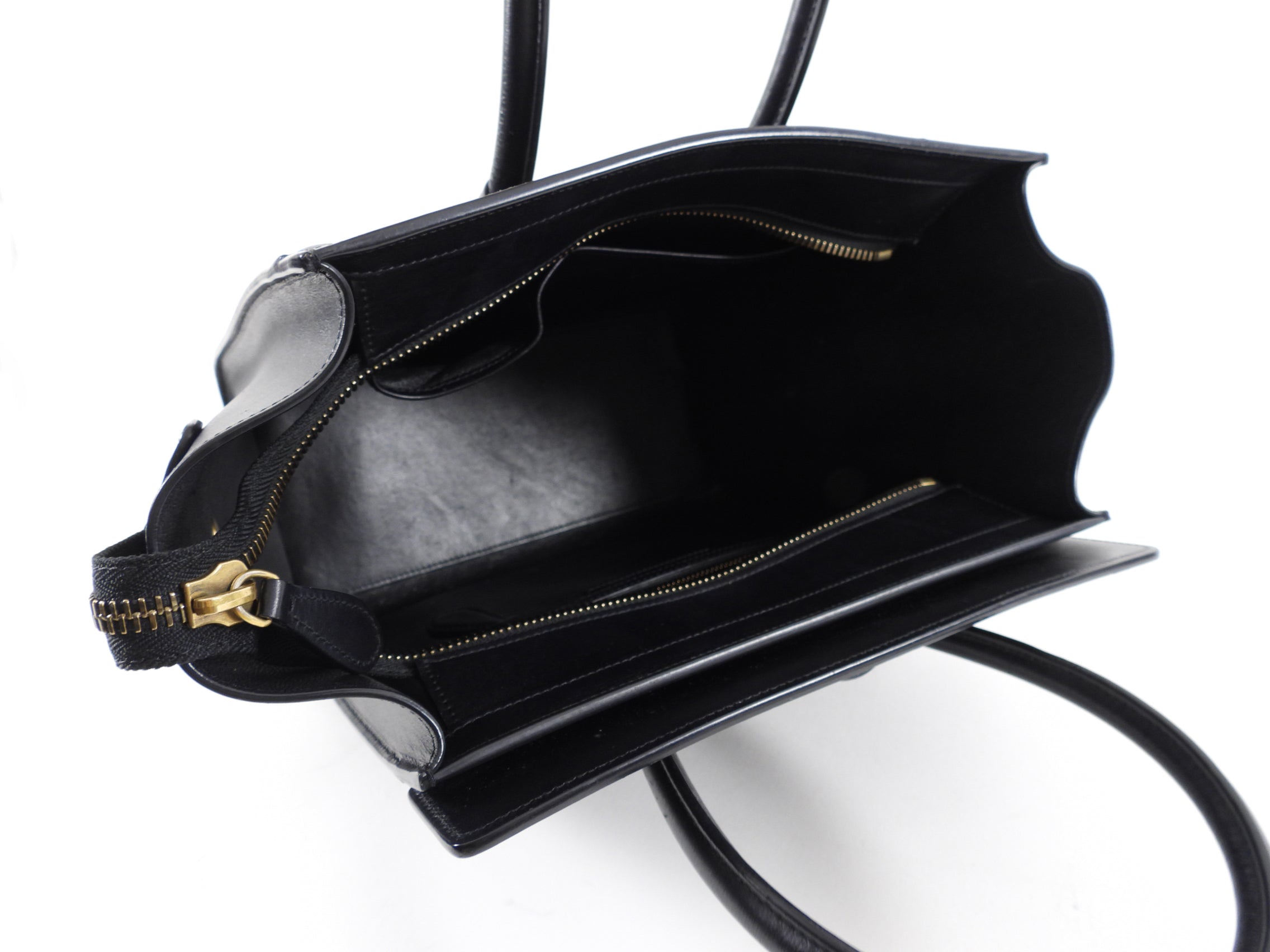 Celine Black Leather Micro Luggage Tote Bag - Small Crossbody Handbag for Women | Perfect for Work, Travel & Everyday Use