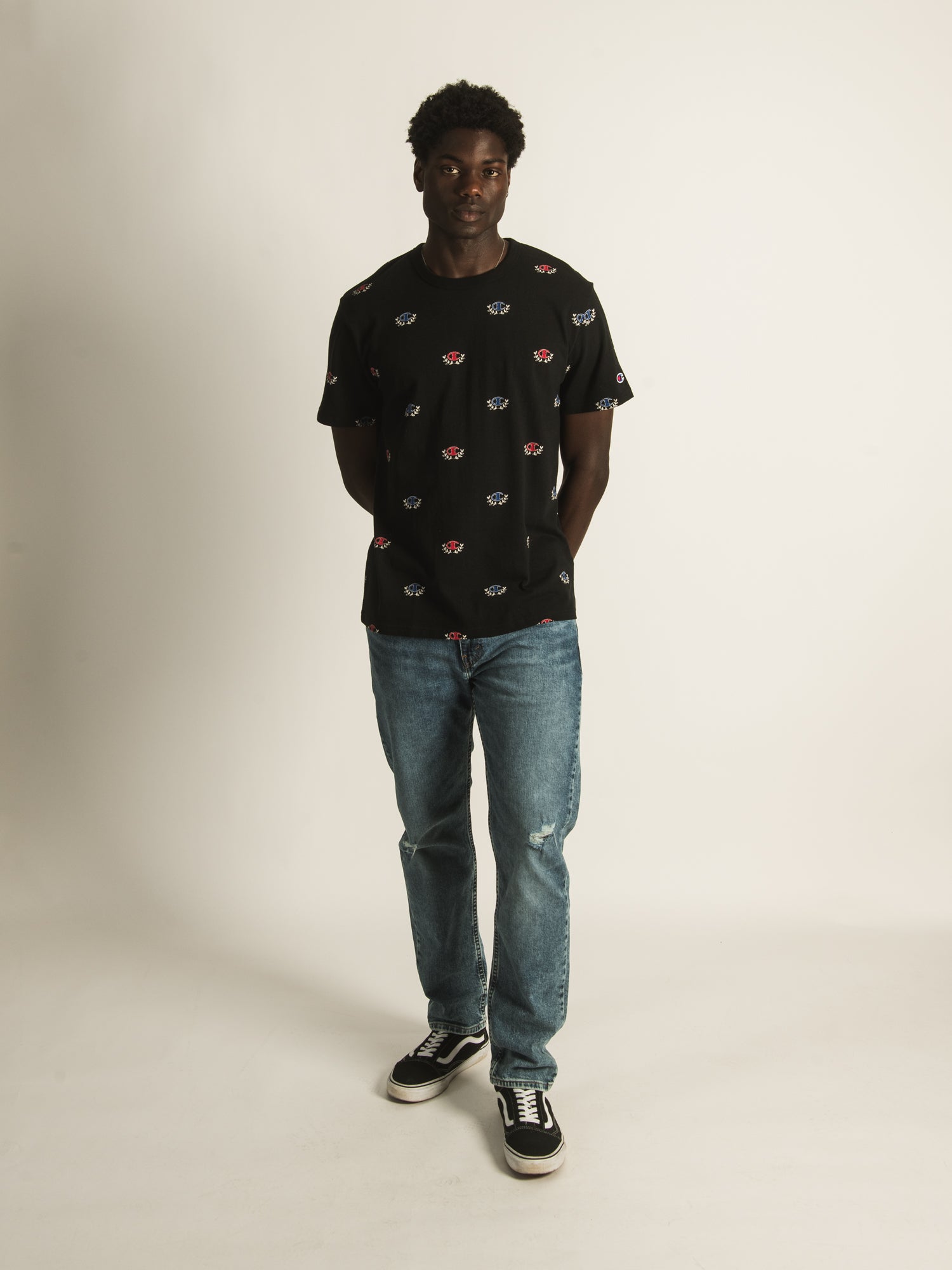 Champion Heritage Short Sleeve Sketch C Laurel Graphic T-Shirt - Men's Casual Cotton Tee for Streetwear & Everyday Wear
