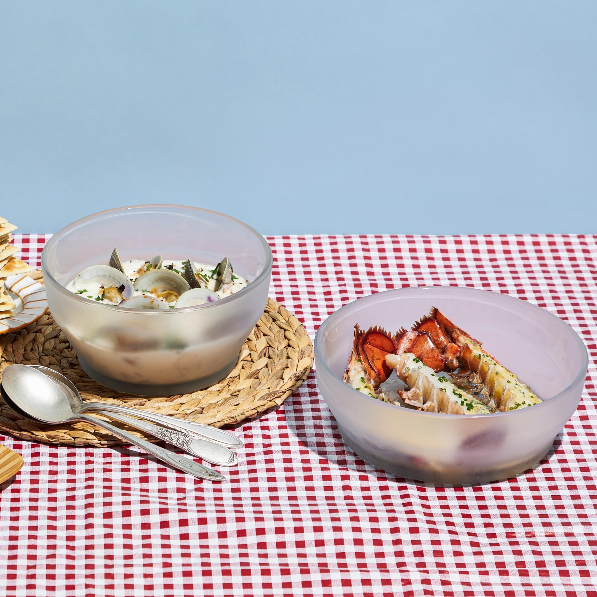 Anyday Cookware Microwave Dish Starter Set - 2 Large Glass Food Storage Containers with Lids, Microwave & Oven Safe for Steaming, Roasting, Serving & Storing - 7.9