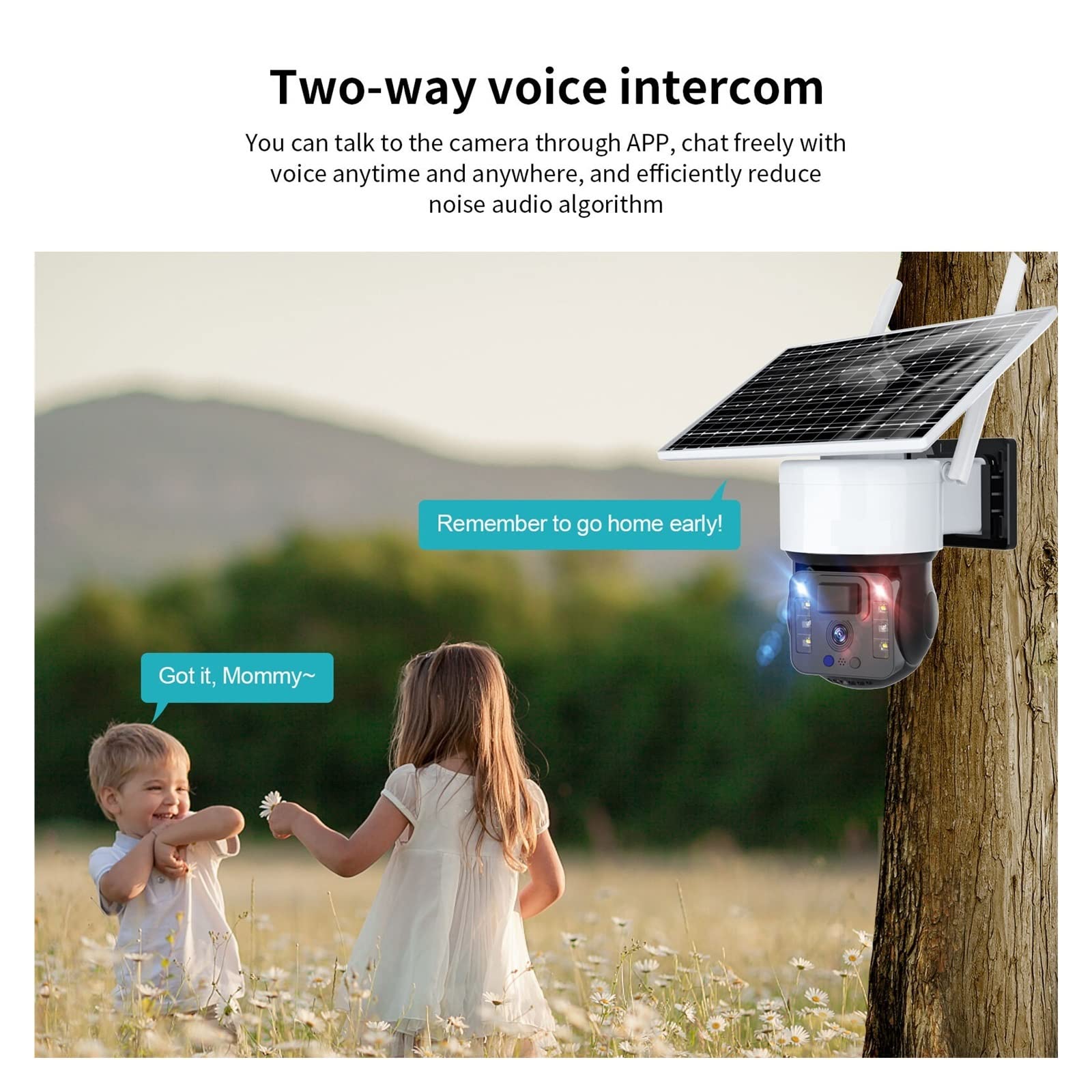 MZZYG Solar Security Camera - 1080P HD, Pan Tilt WiFi Outdoor Camera with Rechargeable Battery, Two-Way Audio & IP65 Weatherproof - Perfect for Home Security, Yard Monitoring, and Business Surveillance