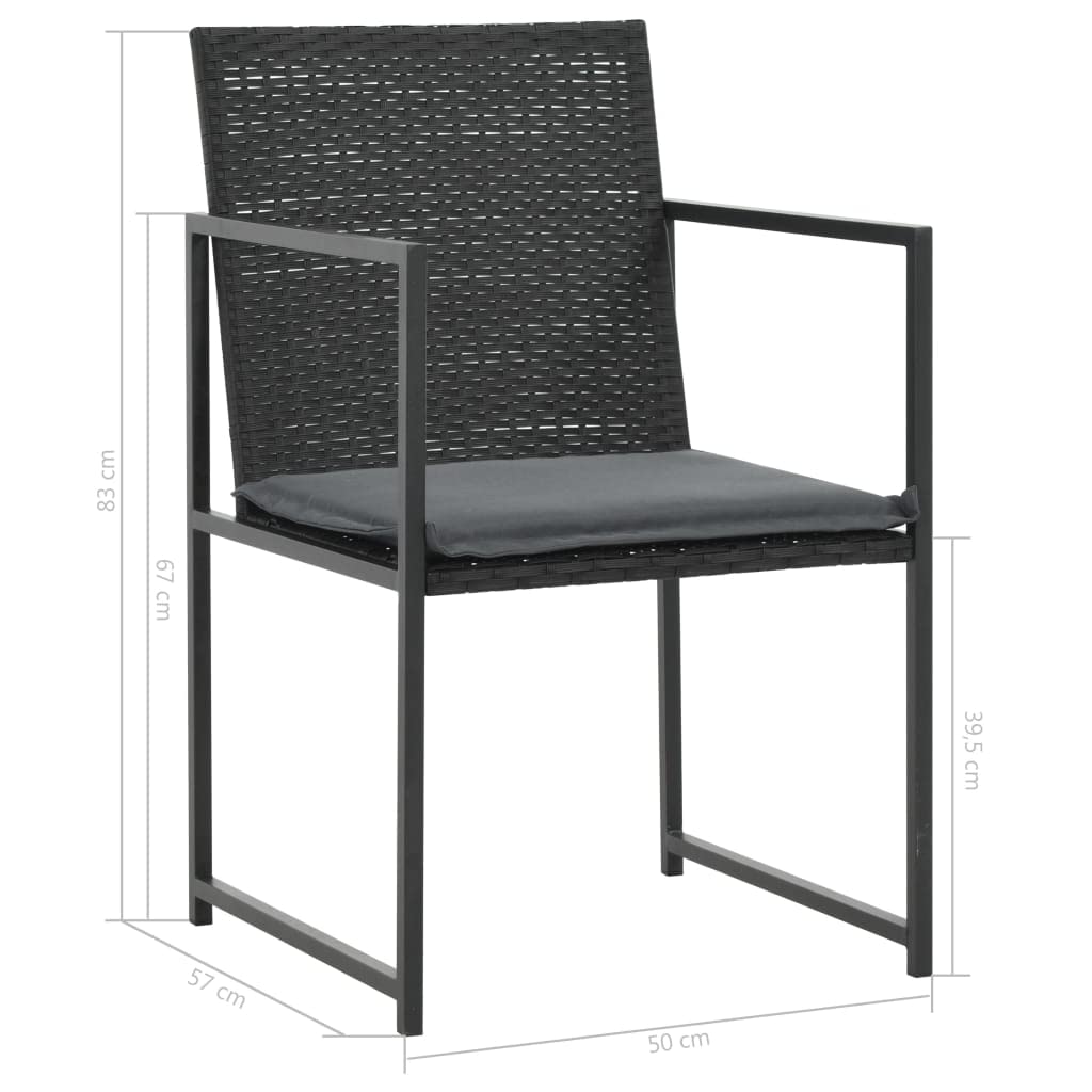 vidaXL 7-Piece Patio Dining Set with Glass Tabletop & Cushioned Rattan Chairs - Black Poly Rattan Outdoor Furniture for Garden, Poolside, and Backyard Entertaining