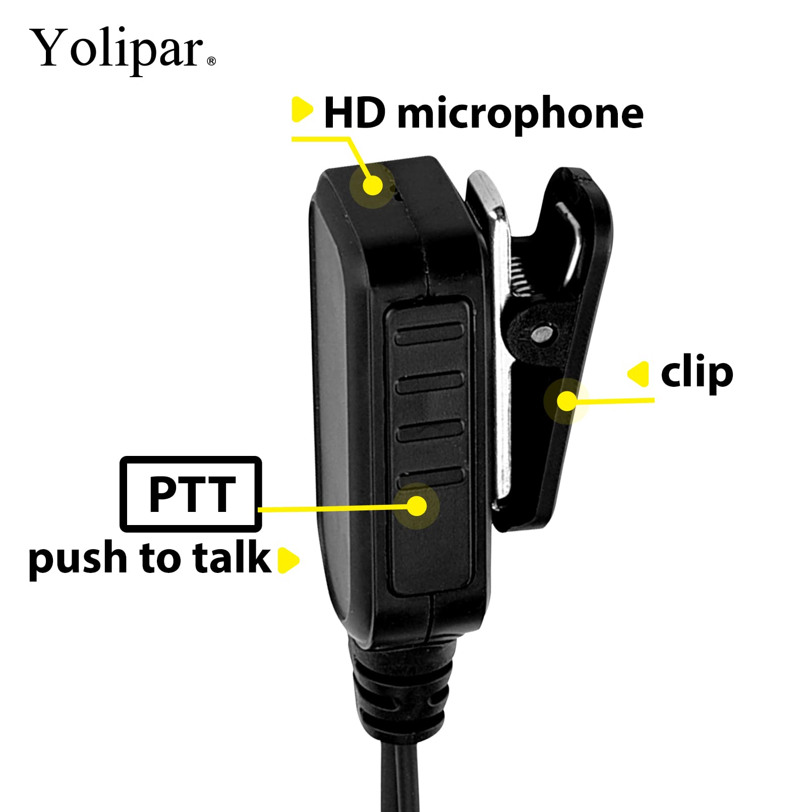 Single-Wire Surveillance Earpiece Kit (2 Pack) - Compatible with Retevis, BaoFeng, BTECH, Kenwood & Arcshell AR-5 Walkie Talkies - Includes PTT Mic & D-Shaped Clip-Ear Headset - Perfect for Security, Event Staff & Construction Communication