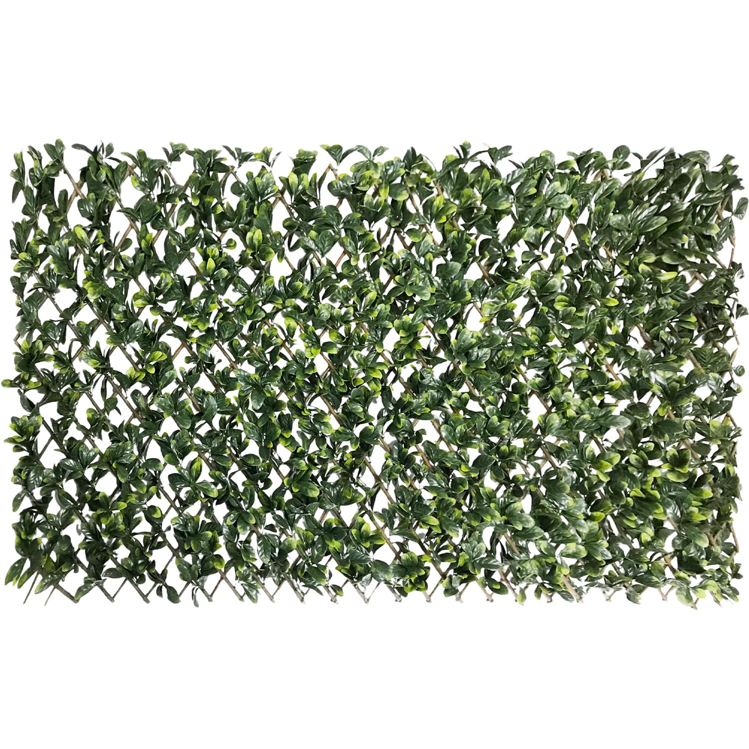 ECOOPTS Stretchable Artificial Buxus Leaf Faux Ivy Privacy Fence Screen - Expandable Decorative Fencing Panel for Balcony, Patio, Garden & Outdoor Use (Single Sided Ficus Leaves, 1 Piece) - Perfect for Privacy, Shade & Home Decor